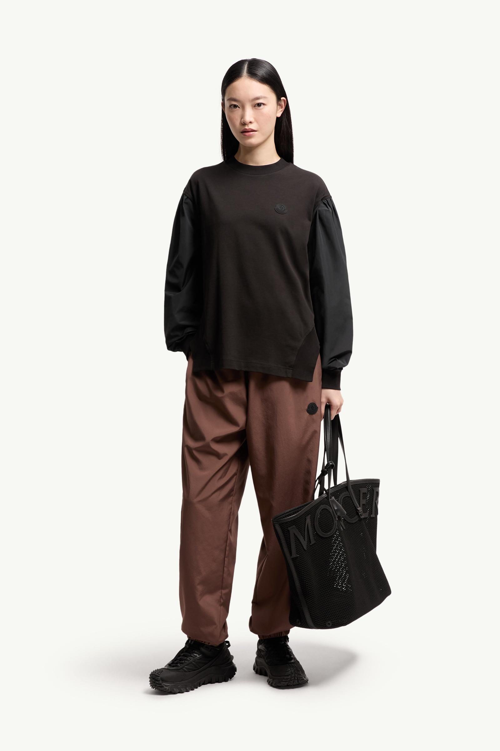 Pleated Sleeves Cotton Jersey Sweatshirt Size: XS
