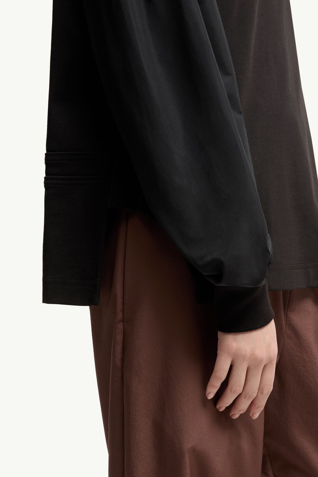 Sweat en jersey de coton à manches plissées Femmes Noir Moncler 5