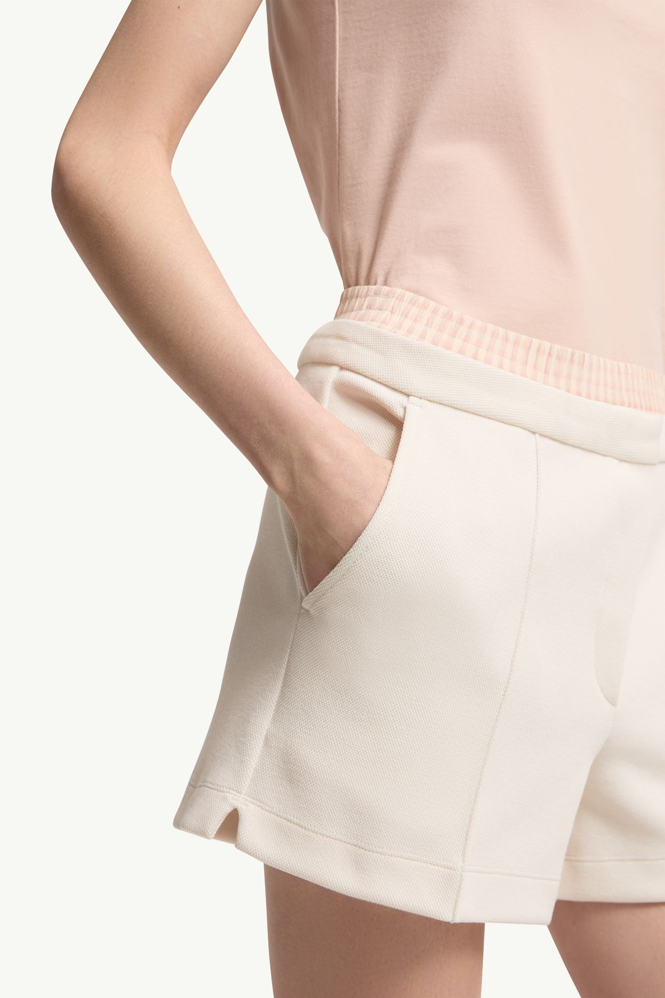 Layered-Effect Vichy Cotton Blend Shorts Women White Moncler 5