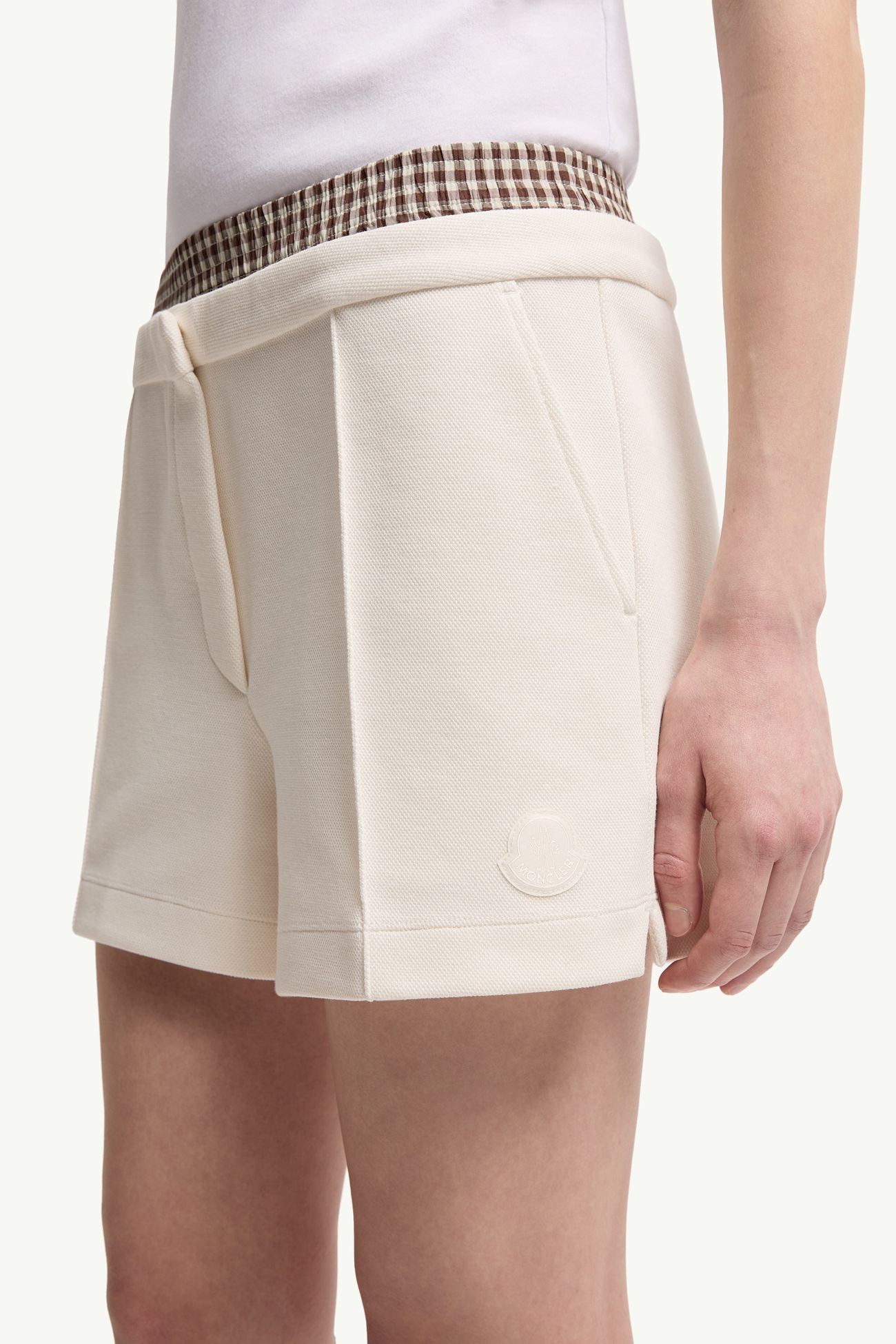 Shorts in misto cotone vichy effetto stratificato Donna Bianco Moncler 1