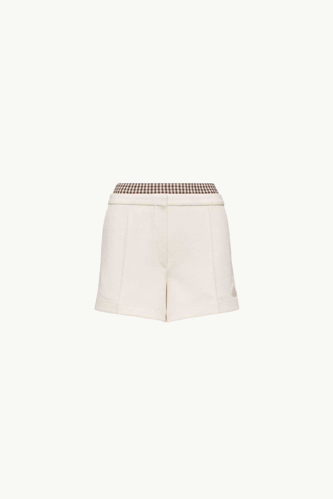 Shorts de mezcla de algodón con motivo vichy efecto capas Mujer Blanco Moncler 2