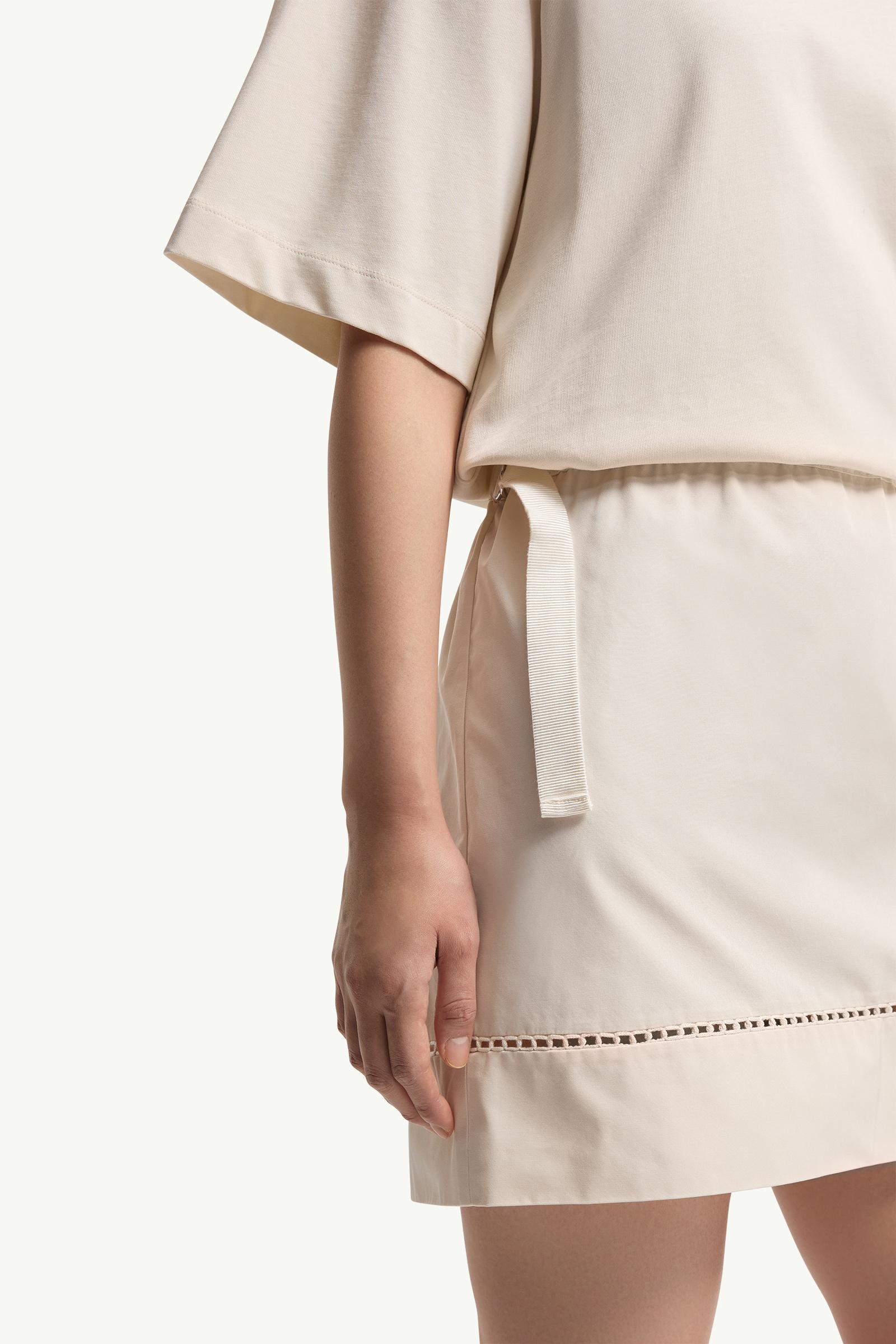 White Ivory Cotton Blend Mini T-Shirt Dress - Dresses for Women