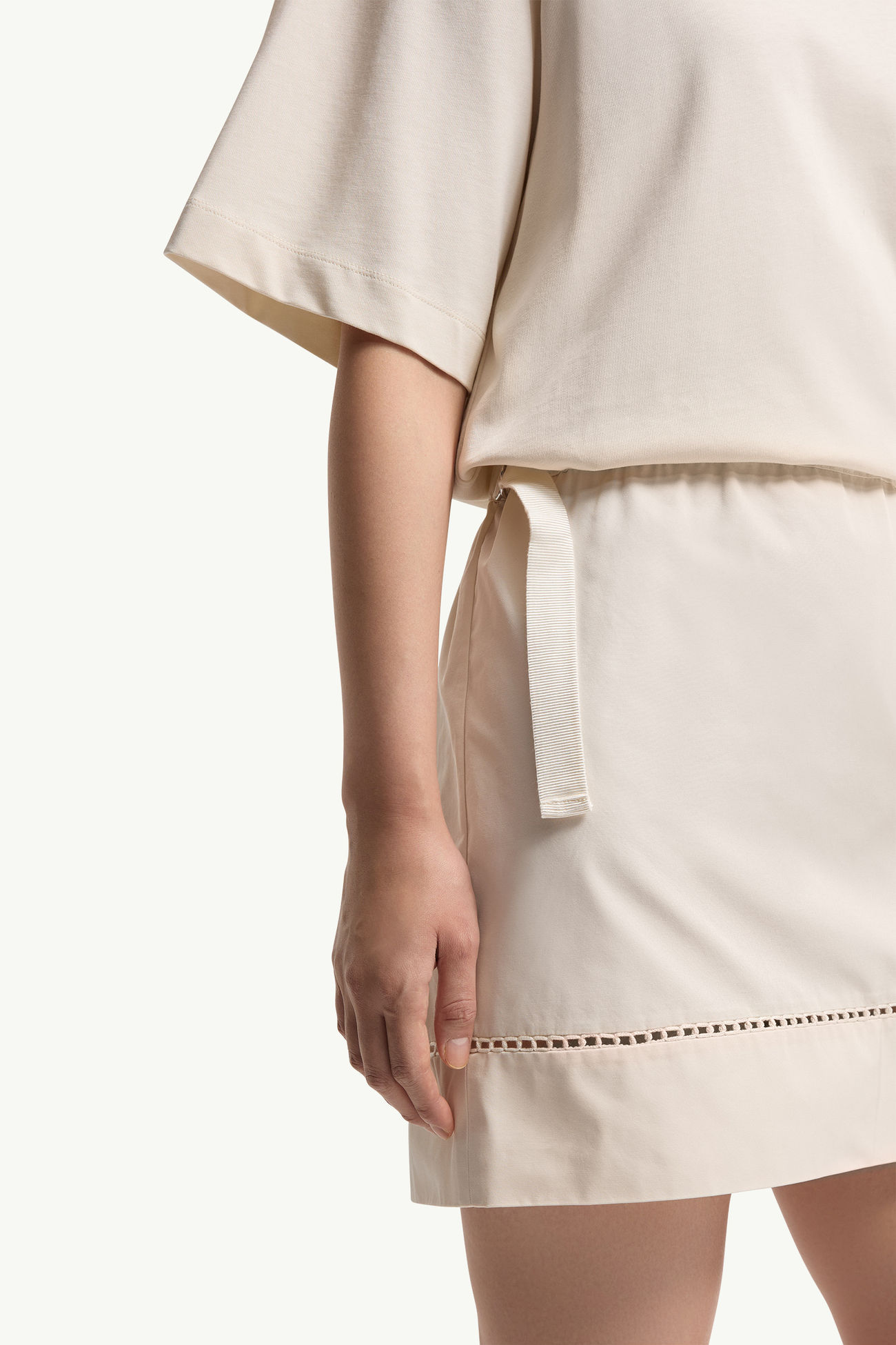 Mini abito a T-shirt in misto cotone Donna Bianco Avorio Moncler 5