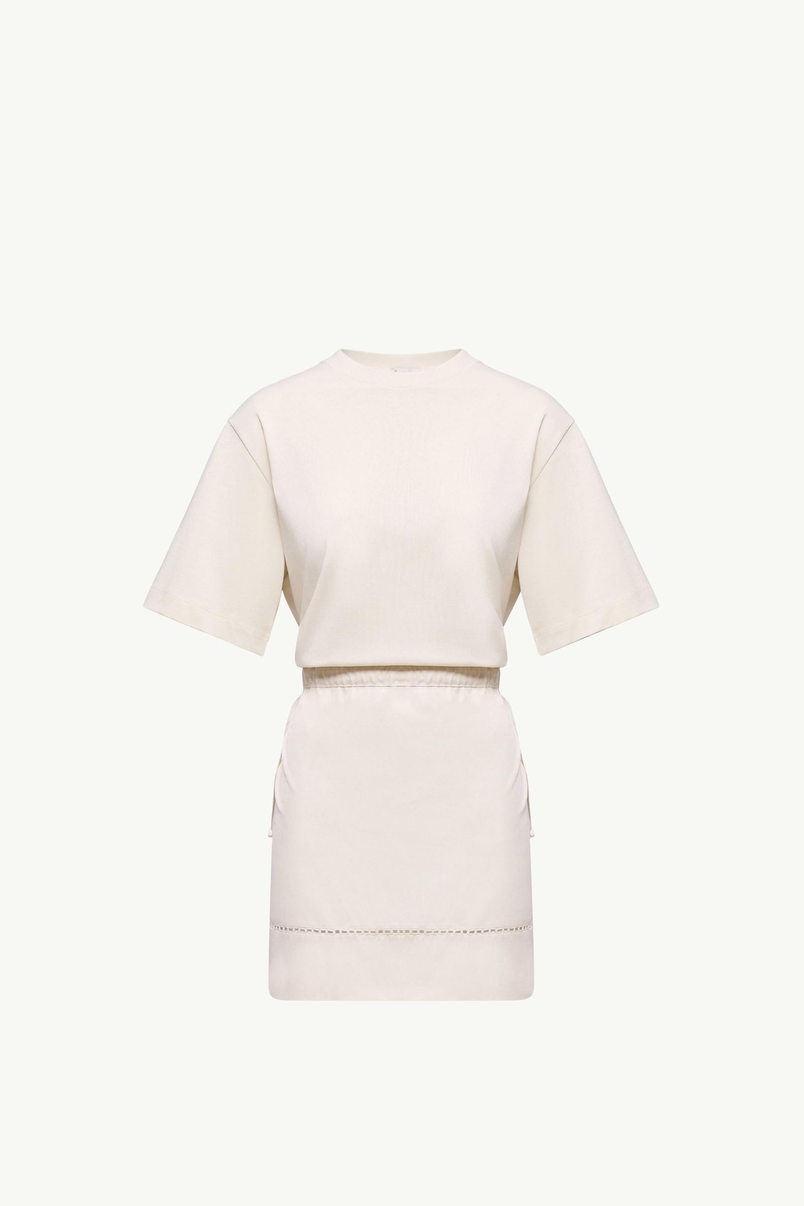 White Ivory Cotton Blend Mini T-Shirt Dress - Dresses for Women