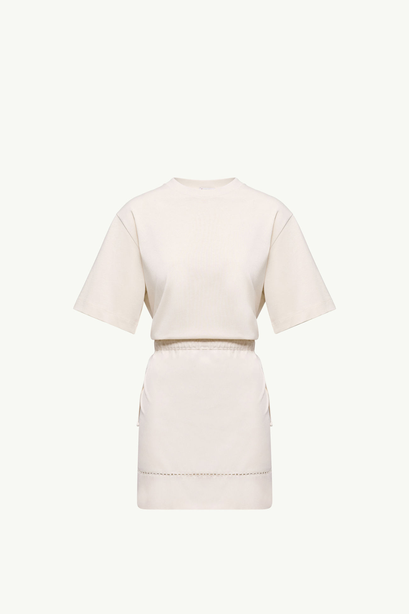 Cotton Blend Mini T-Shirt Dress Women White Ivory Moncler 2