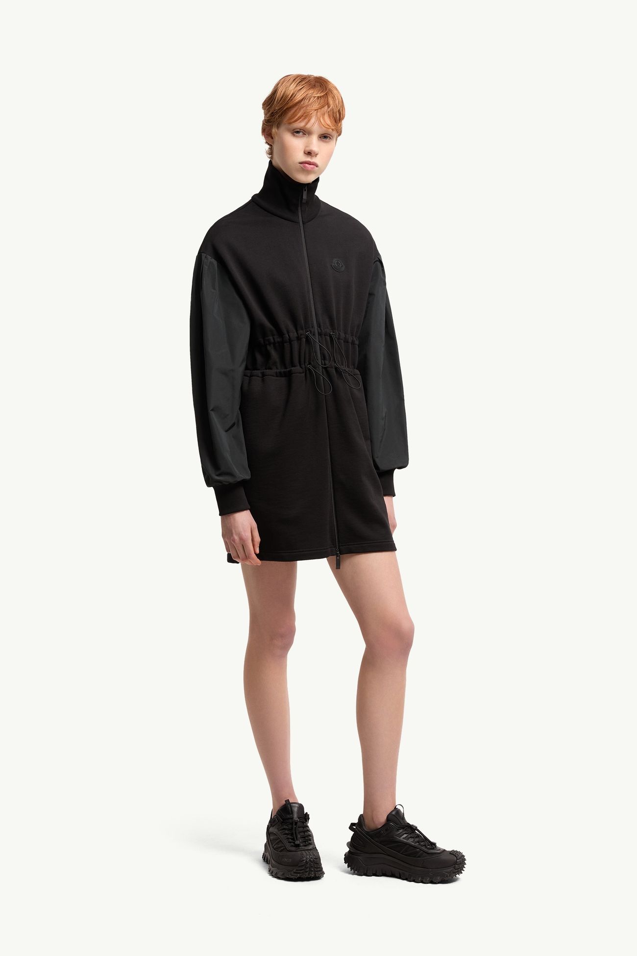 Sweatshirt-Kleid aus Baumwollfleece mit Reißverschluss Damen Schwarz Moncler 3