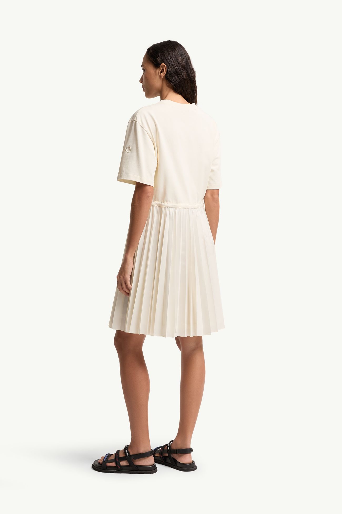 Vestido midi de algodón plisado Mujer Blanco Moncler 4
