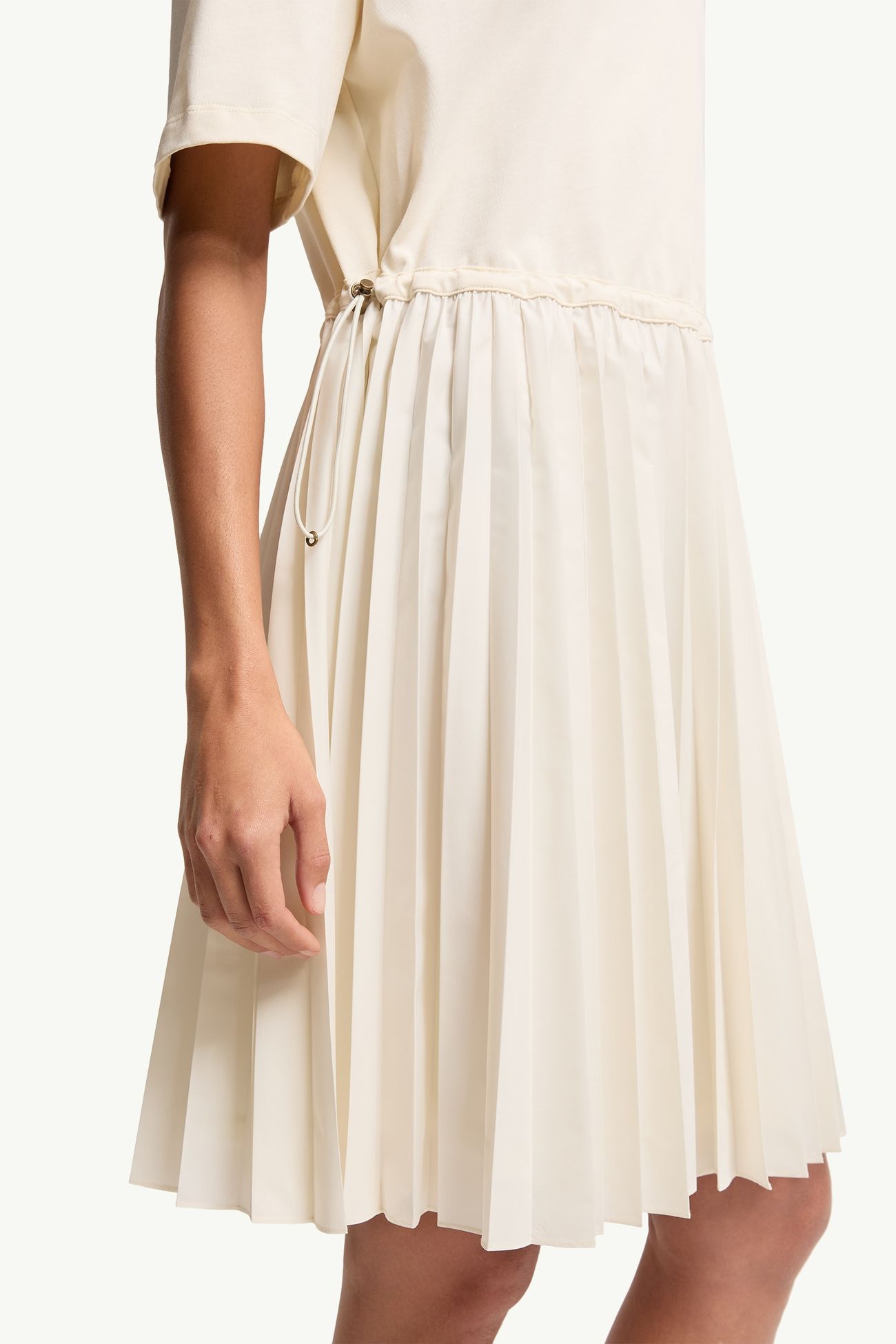 Robe midi plissée en coton Femmes Blanc Moncler 5