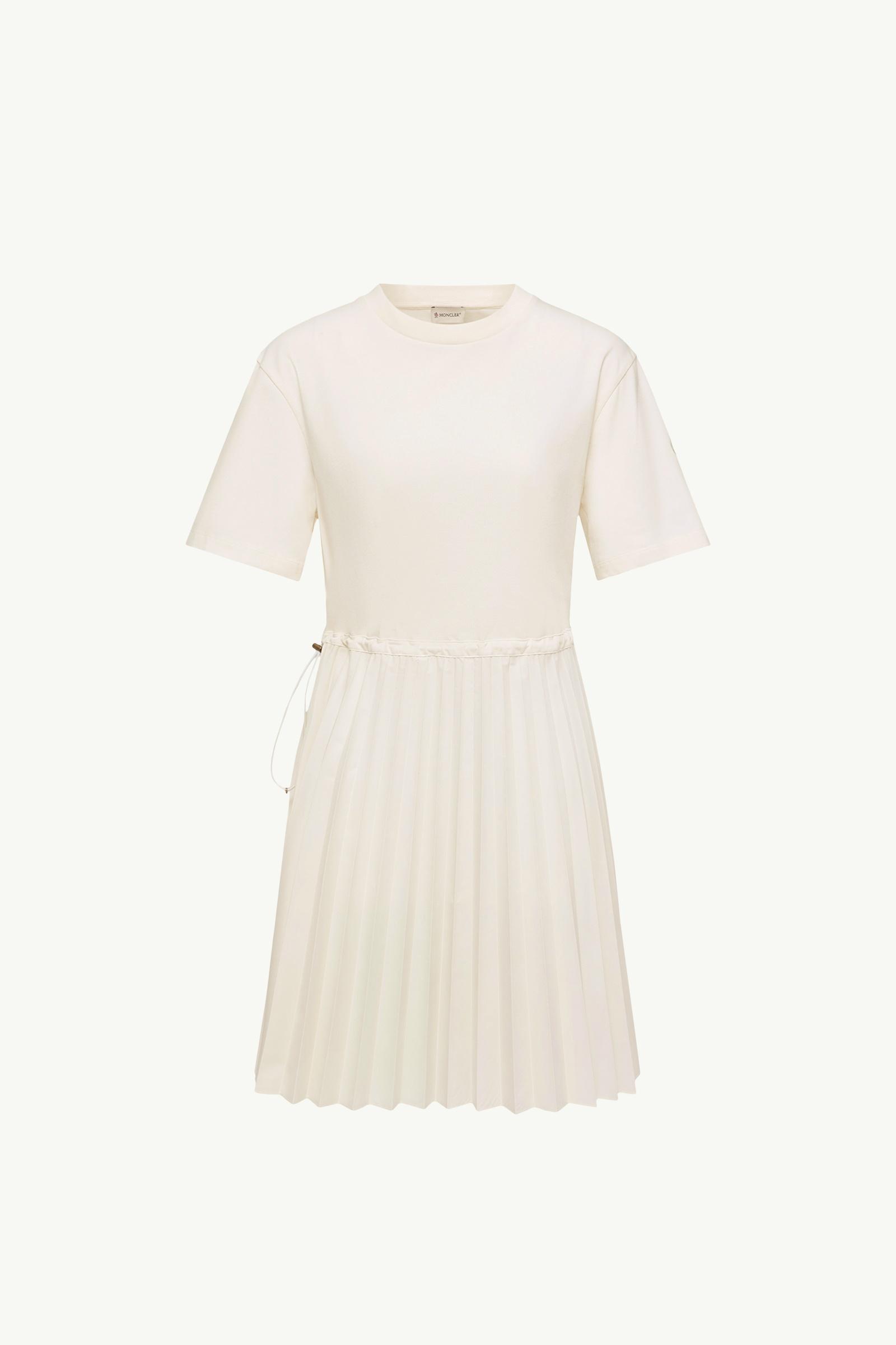 White Pleated Cotton Midi Dress - Dresses for Women | Moncler US