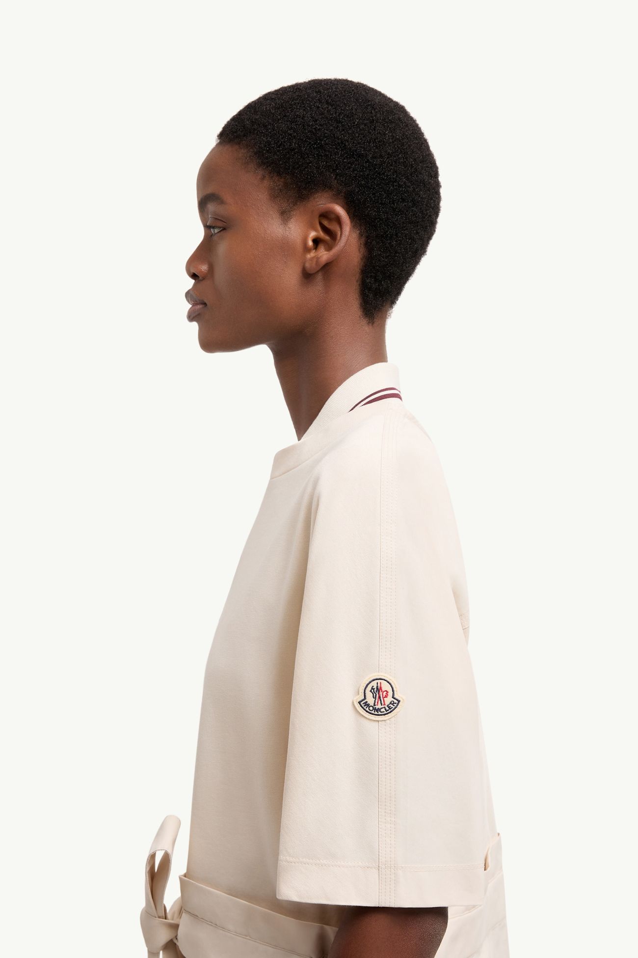 Mini abito con cintura in cotone Donna Bianco Avorio Moncler 1