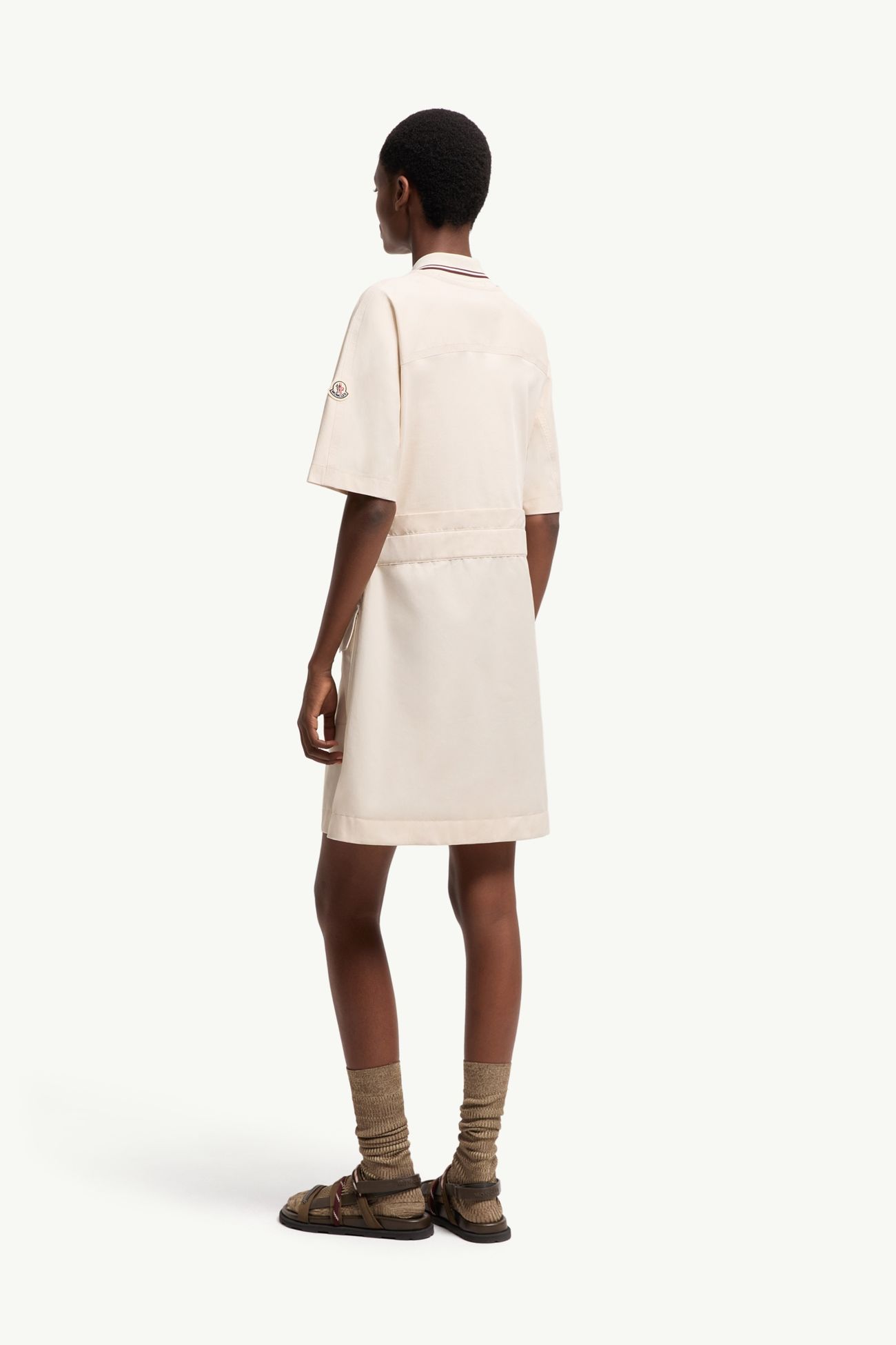 Mini robe ceinturée en coton Femmes Blanc Ivoire Moncler 4