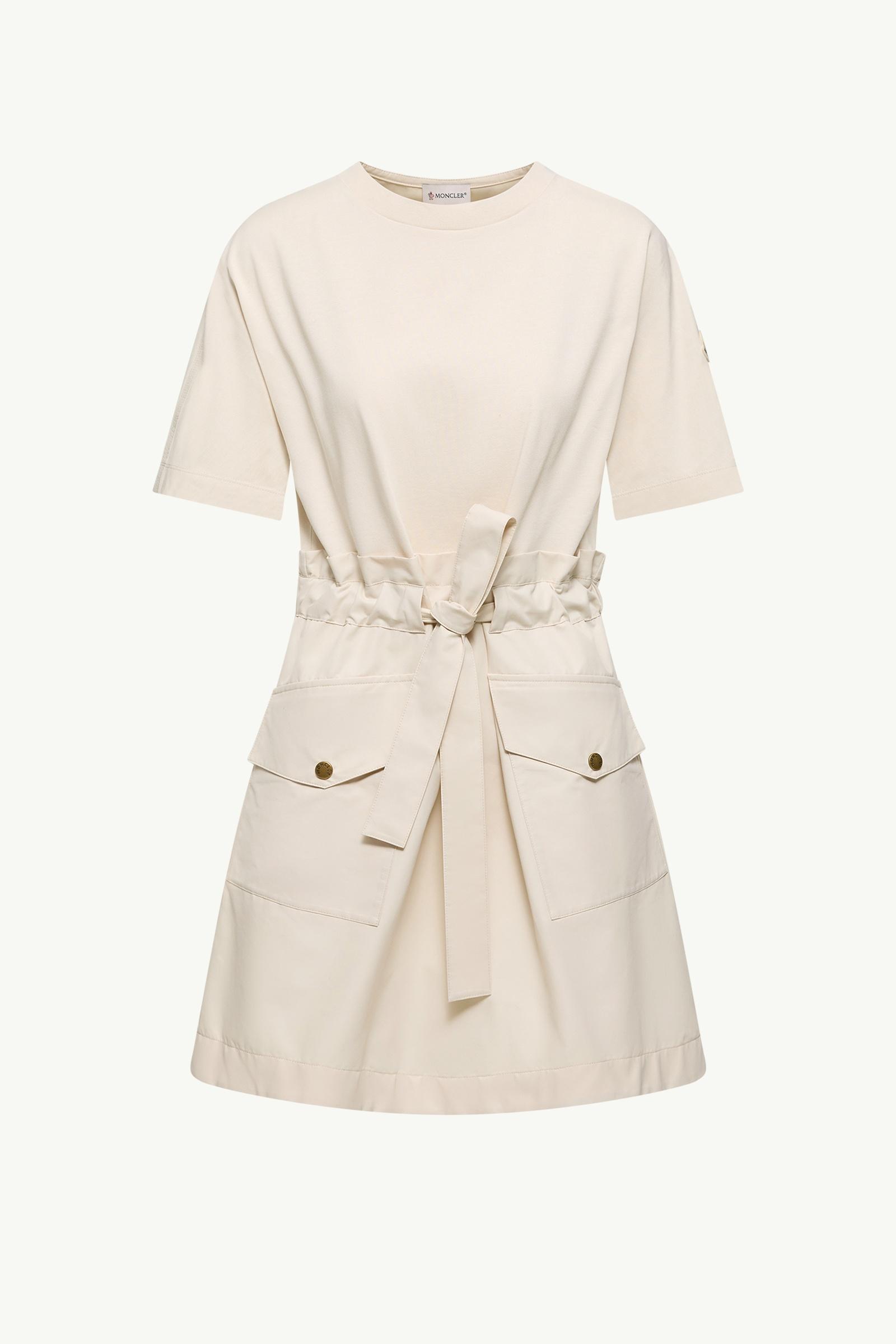 Belted Cotton Mini Dress Women White Ivory Moncler, 1 of 0