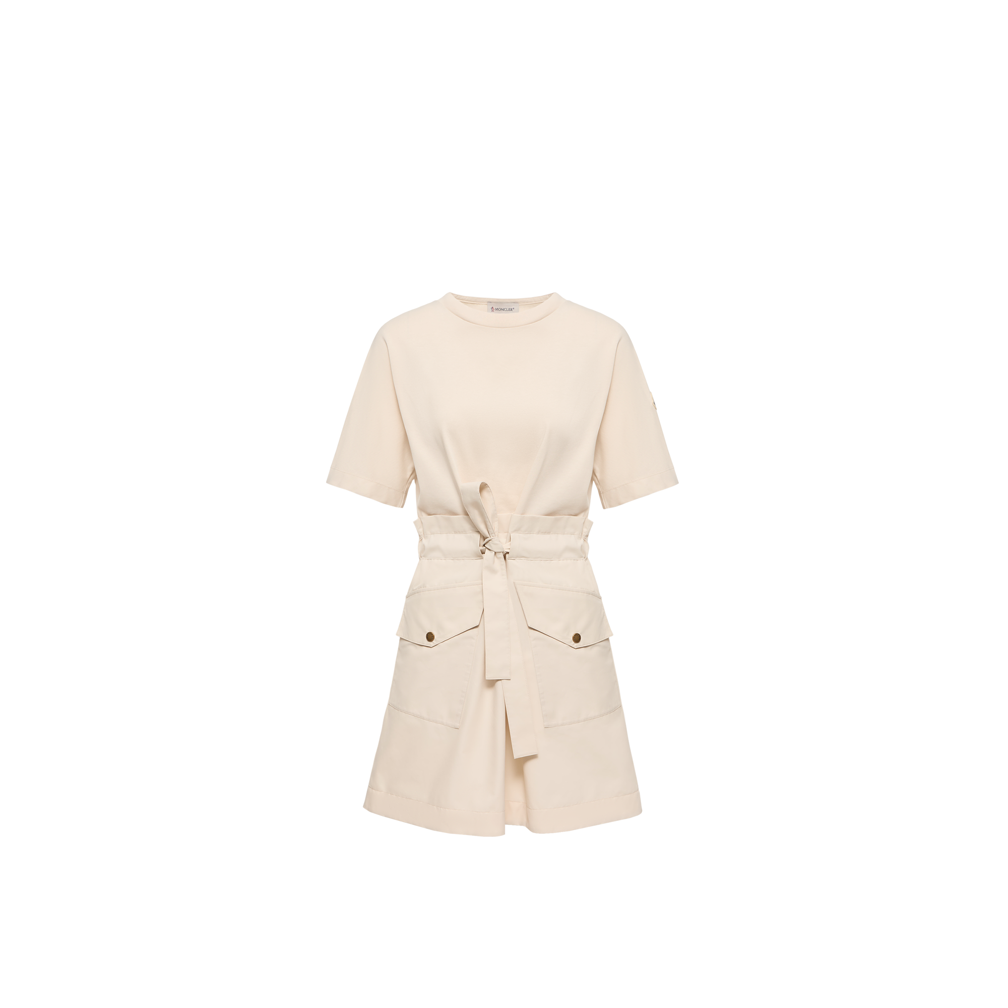 Moncler   Minivestido De Algodón Con Cinturón para Mujer en Blanco, Talla: M