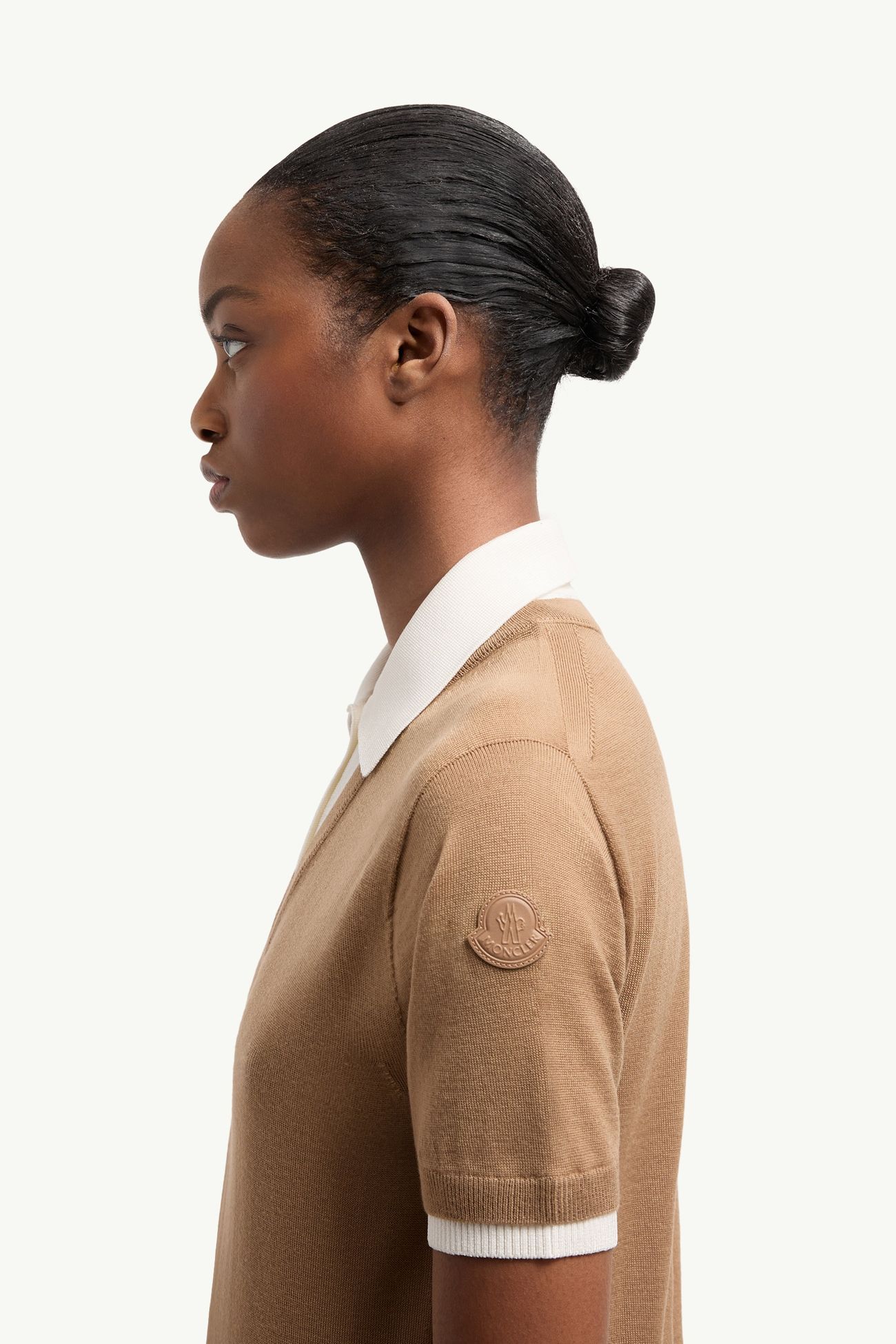 Layered Wool Polo Shirt Women Beige Moncler 1