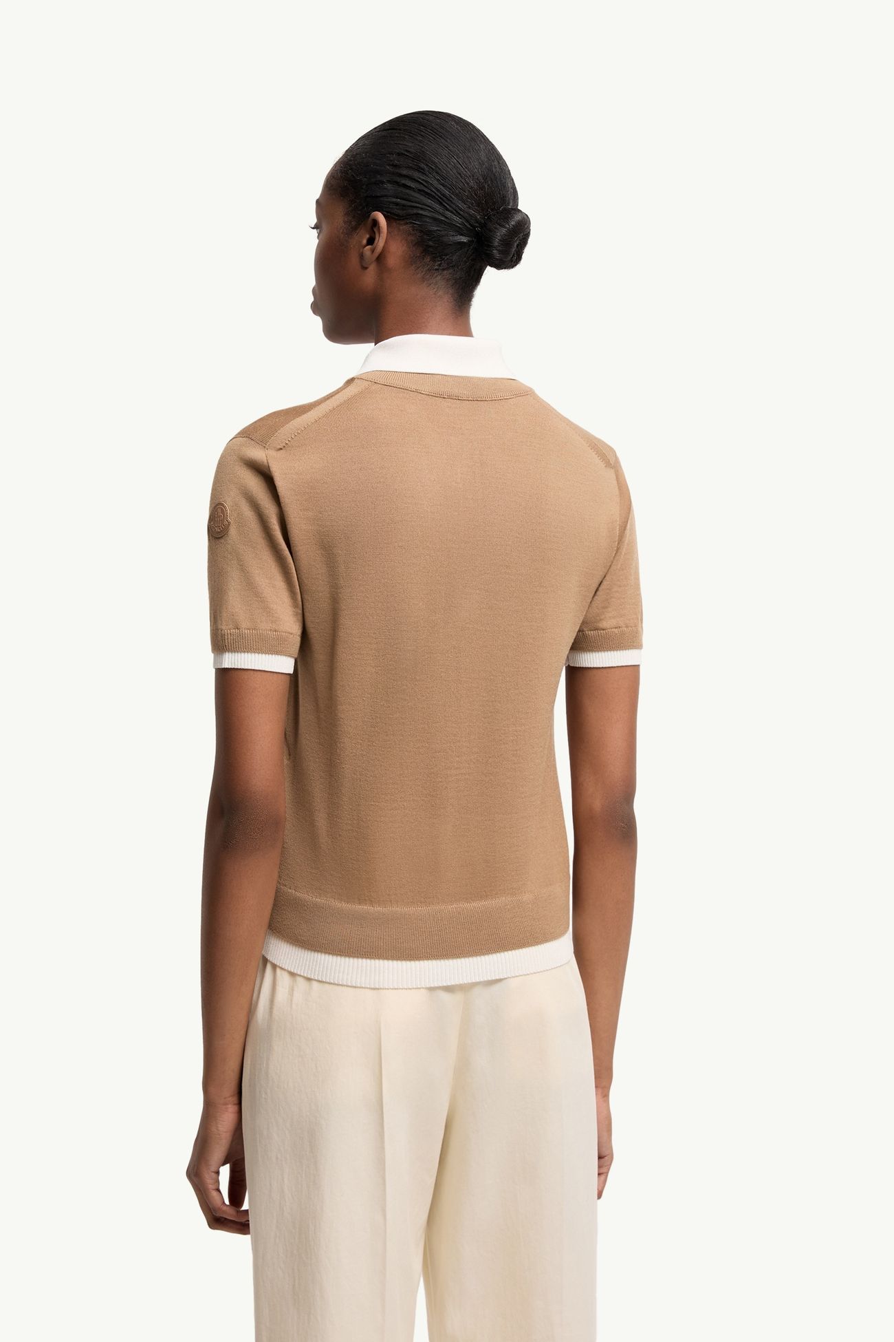 Layered Wool Polo Shirt Women Beige Moncler 4