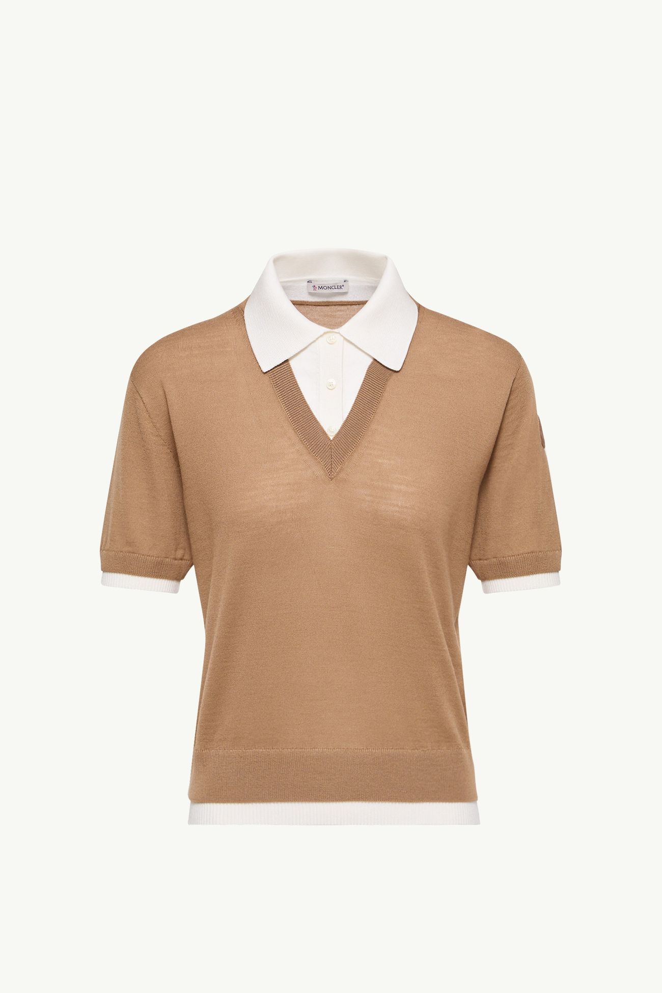 Layered Wool Polo Shirt Women Beige Moncler 2