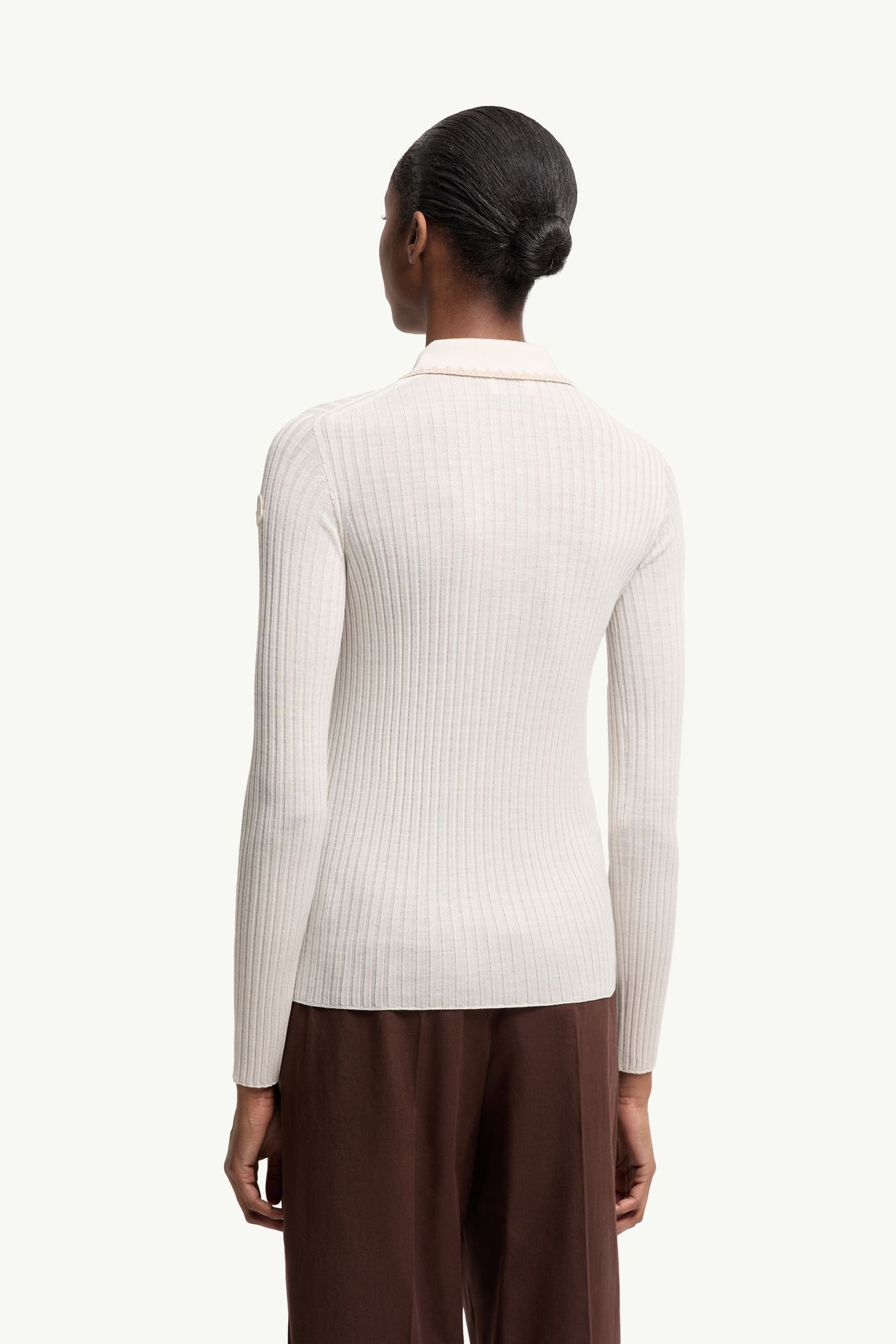 Polo à manches longues en laine Femmes Blanc Ivoire Moncler 4