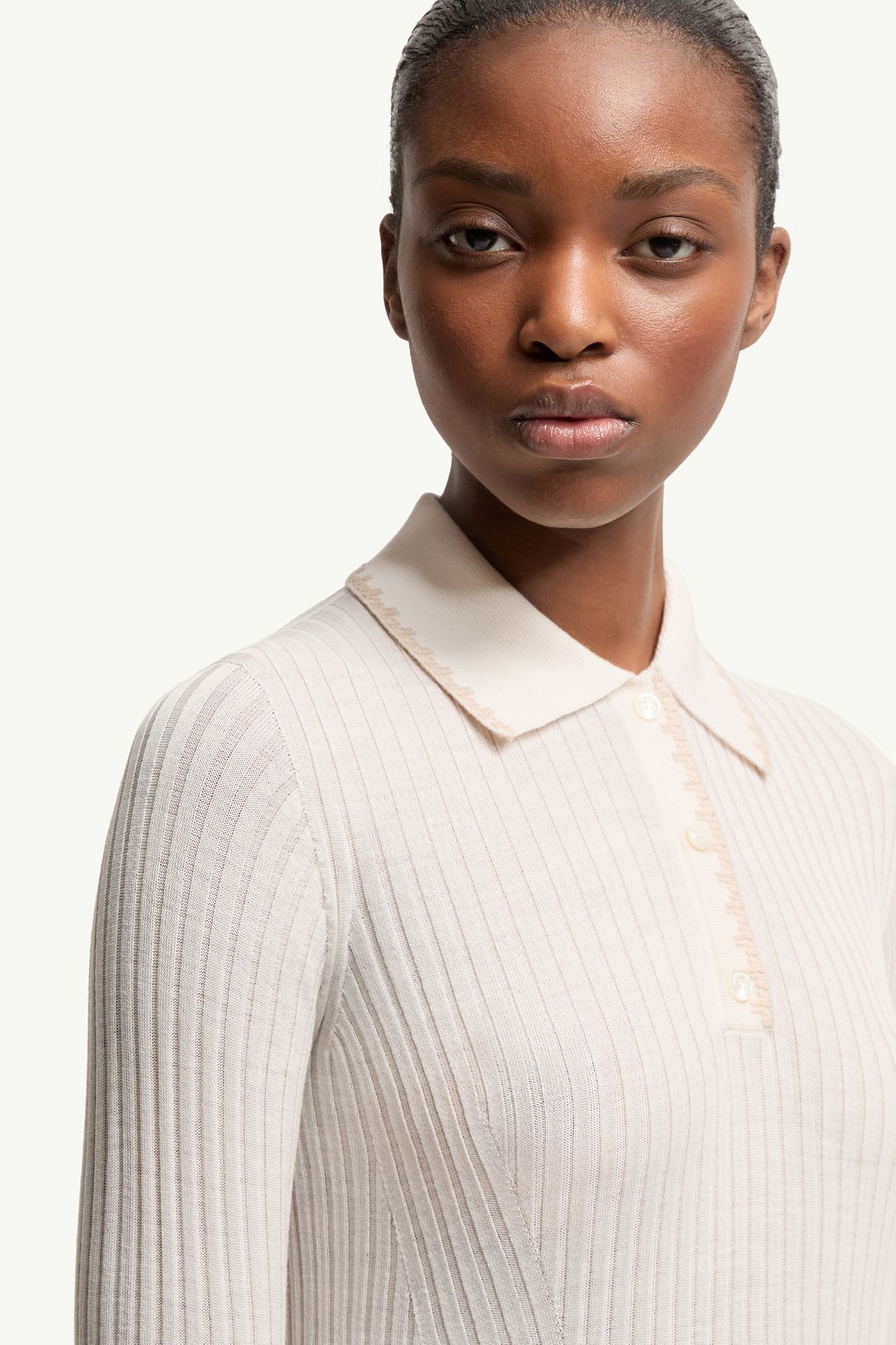 Polo a maniche lunghe in lana Donna Bianco Avorio Moncler 5