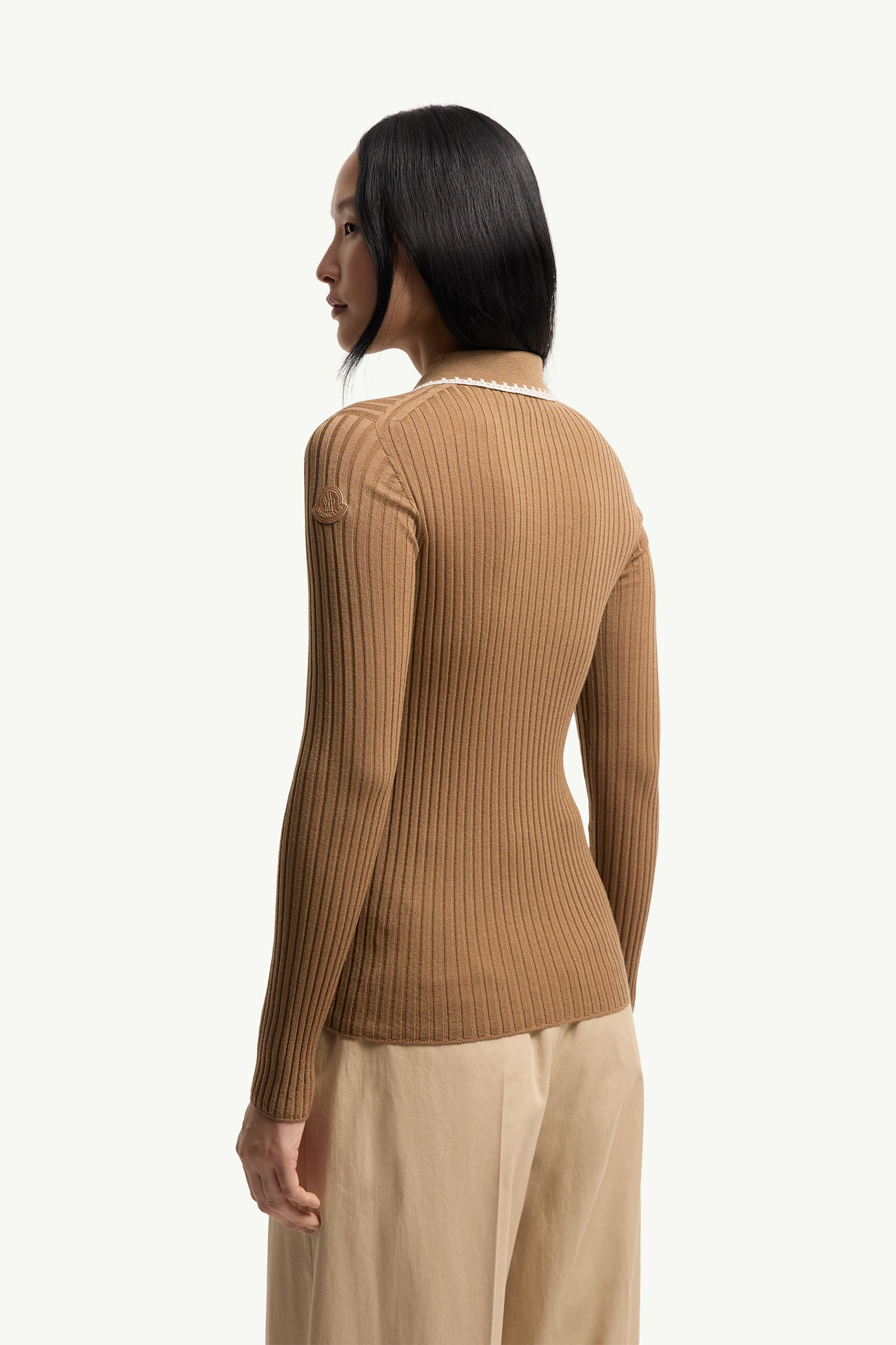 女士羊毛长袖Polo衫 女士 米色 Moncler 4