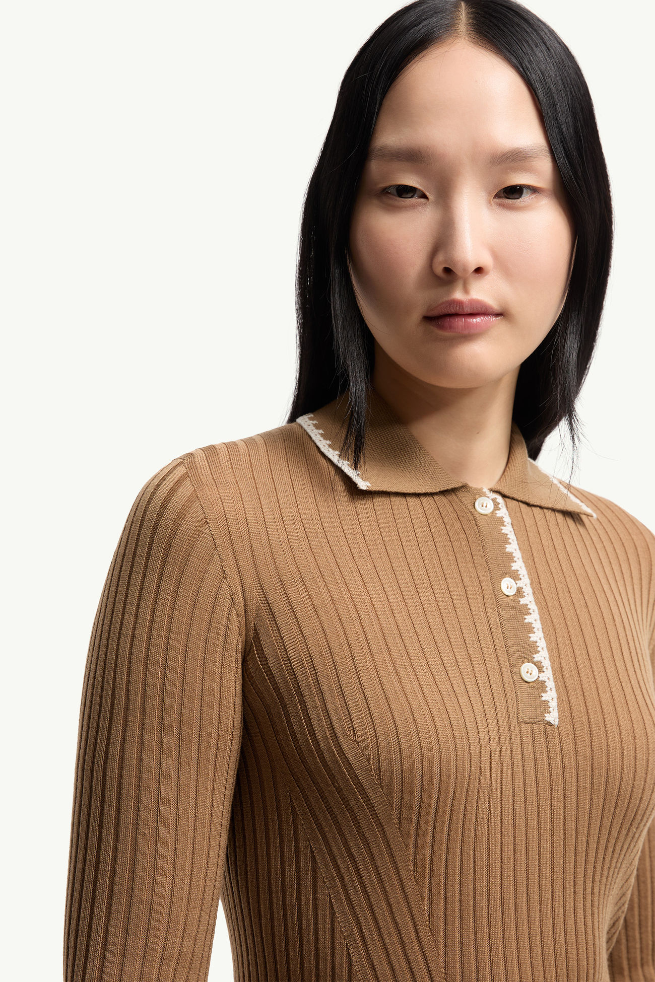 Polo à manches longues en laine Femmes Beige Moncler 5