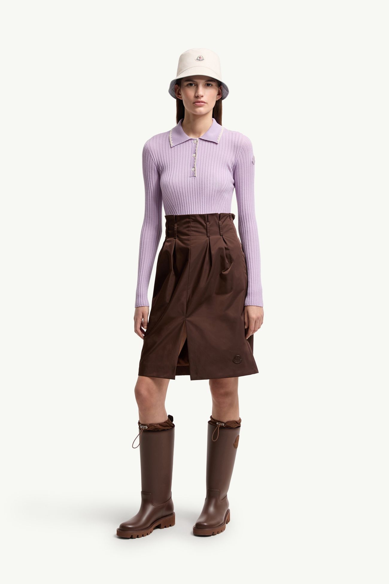 Polo a maniche lunghe in lana Donna Lilla Moncler 0