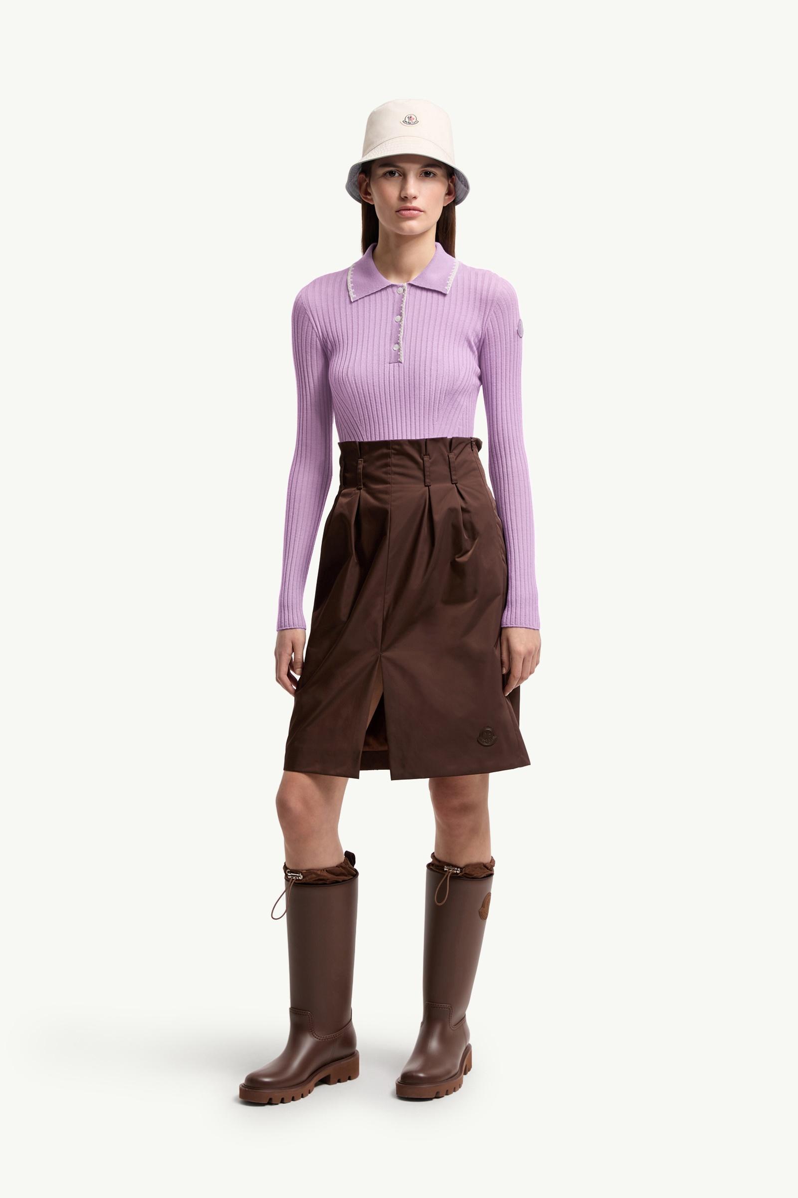 Lilac Wool Long Sleeve Polo Shirt - Tops & T-shirts for Women