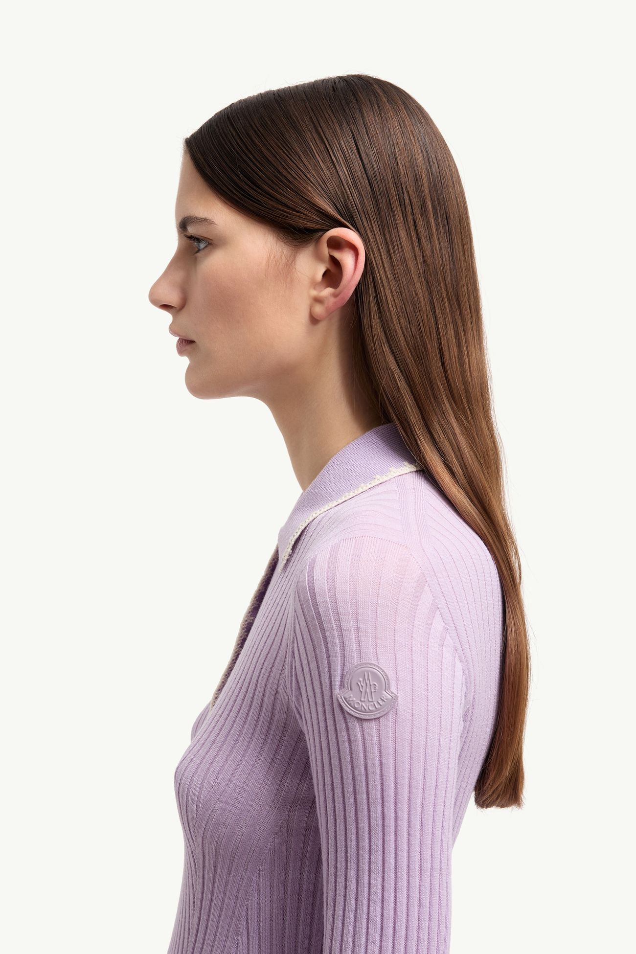 Langärmeliges Poloshirt aus Wolle Damen Flieder Moncler 1