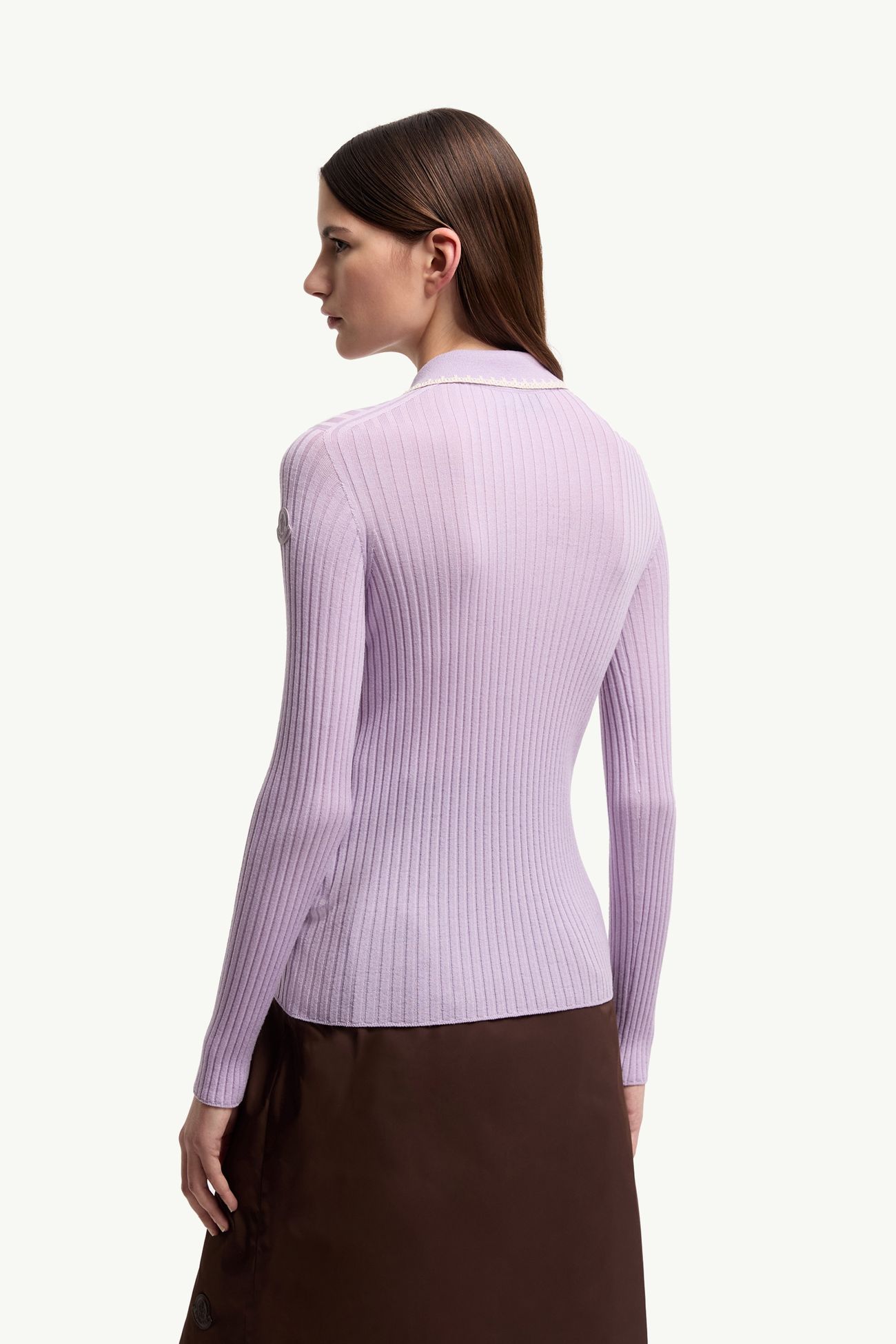 Polo a maniche lunghe in lana Donna Lilla Moncler 4