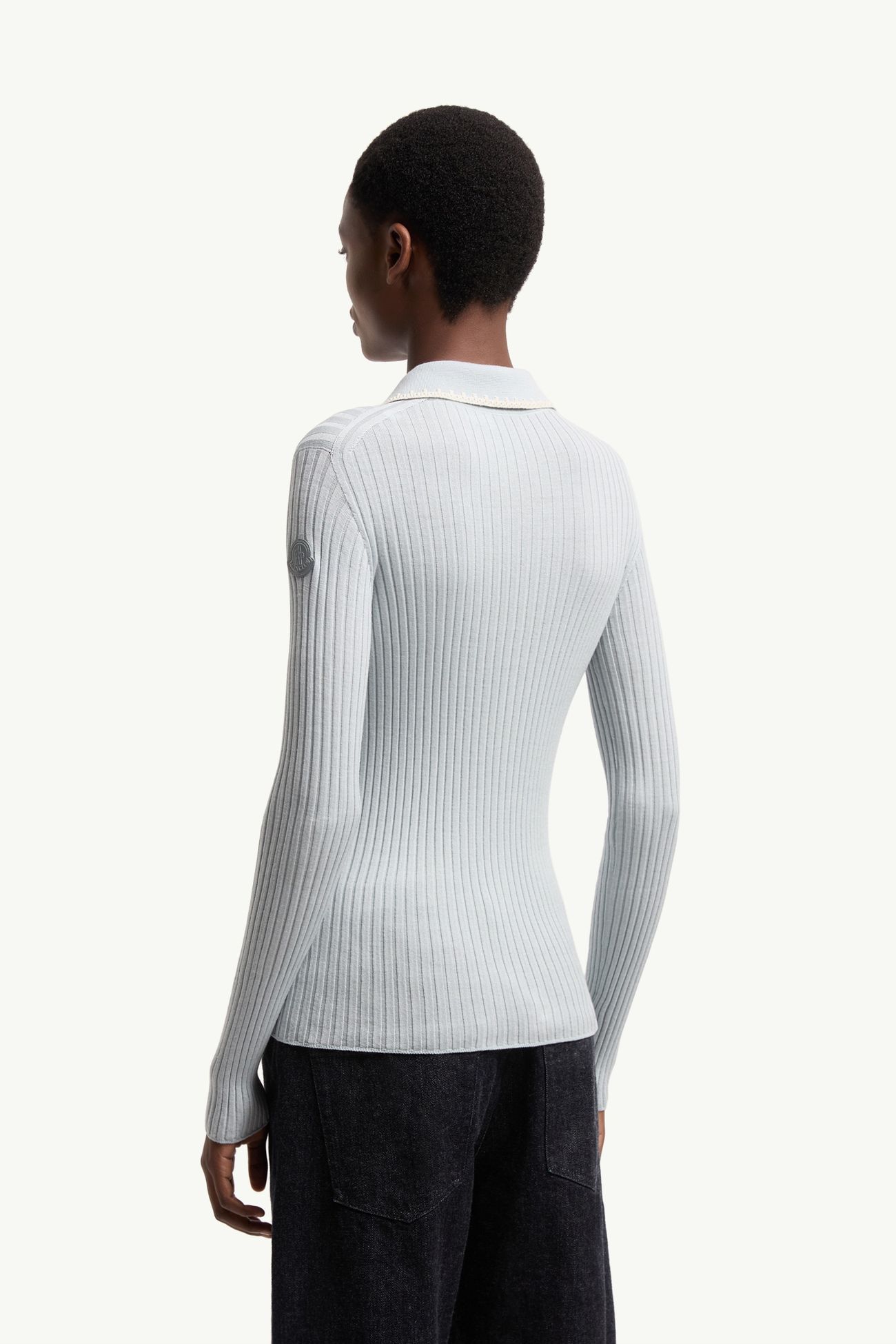 Polo à manches longues en laine Femmes Bleu Glacier Moncler 4