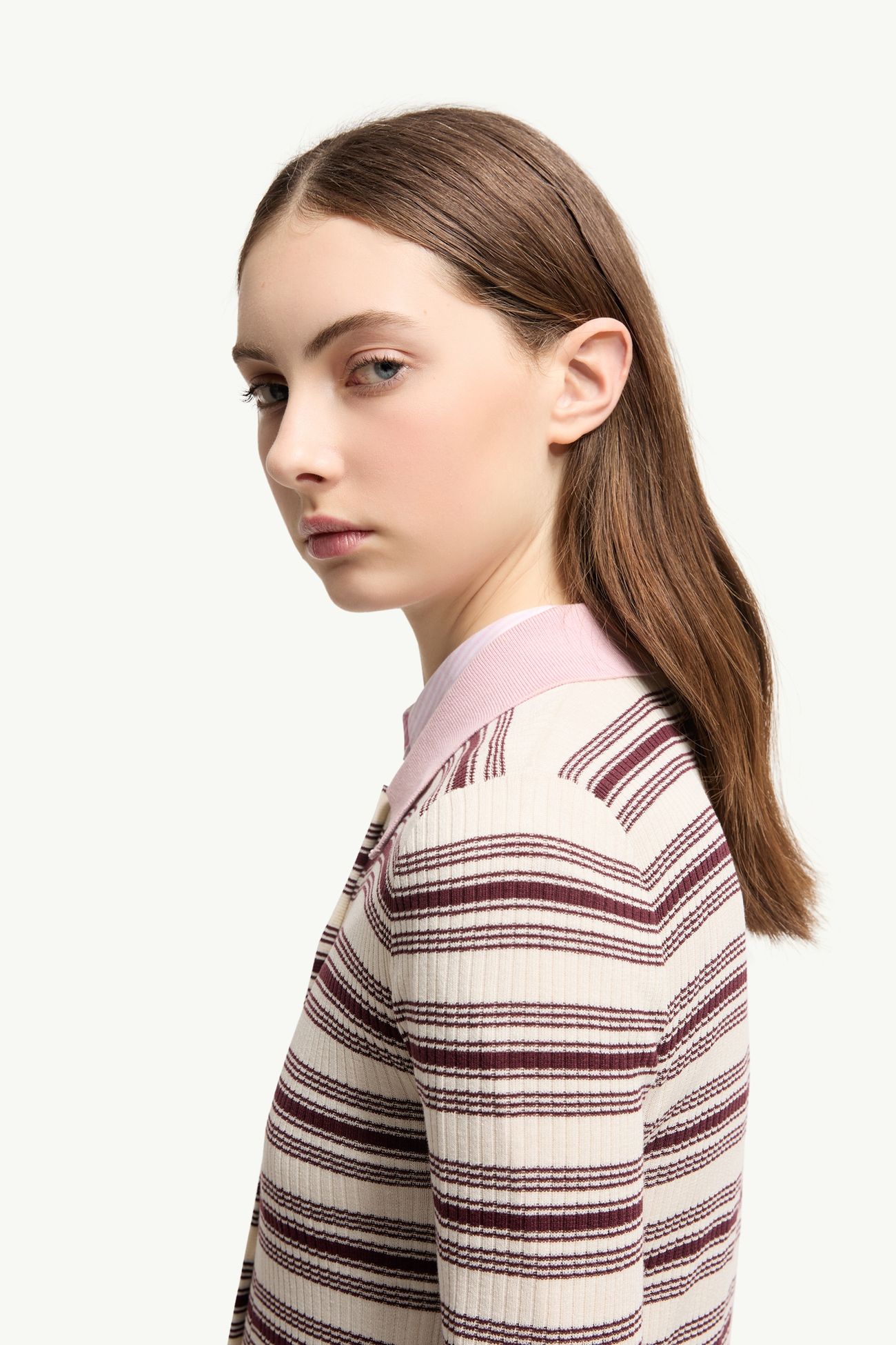 Polo de crepé de algodón Mujer Marrón y Rosa Moncler 1