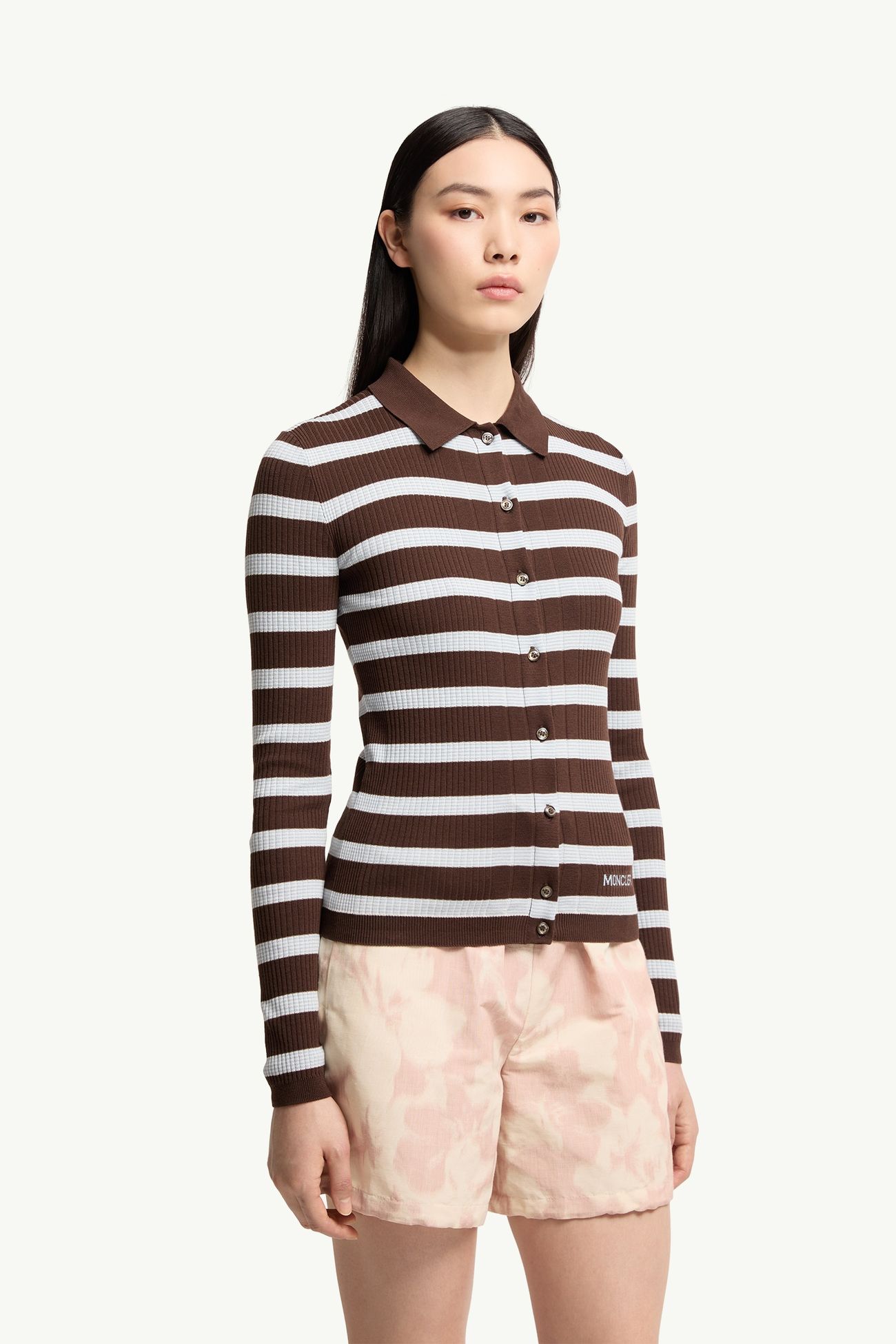 Polo in crêpe di cotone Donna Bianco & Marrone Moncler 3