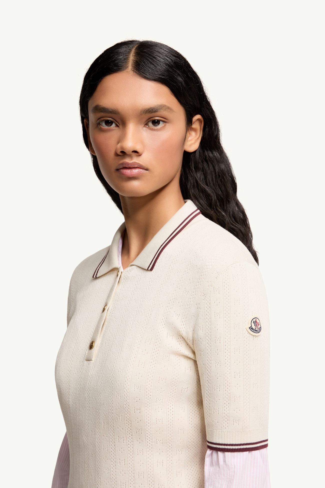 女士菱形和标识图案棉质Polo衫 女士 象牙白 Moncler 1