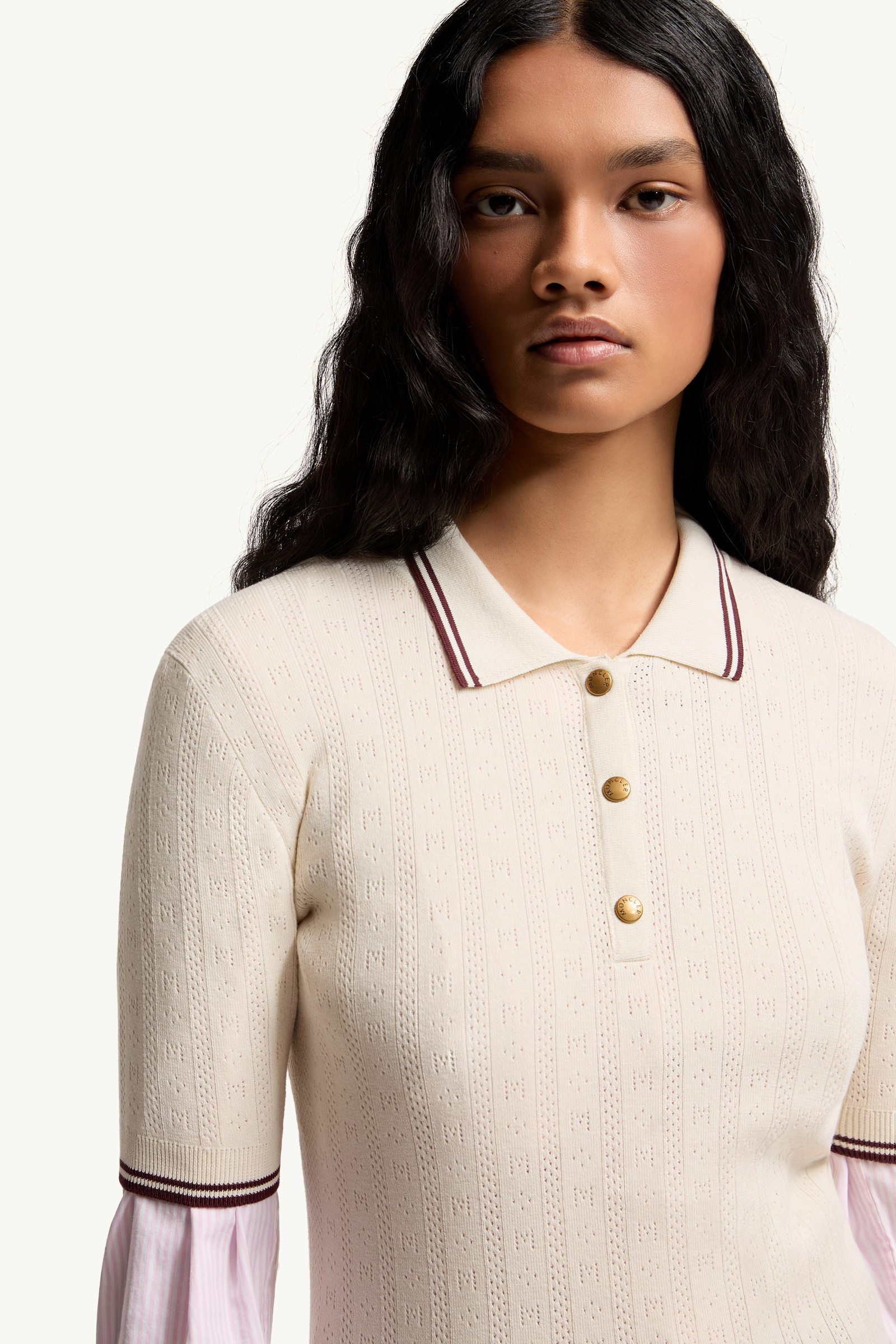 ホワイトアイボリー ポロシャツ : セーター＆カーディガン 向けの