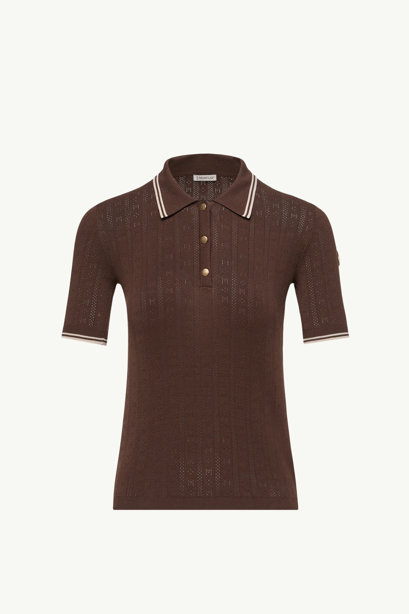 Poloshirt aus Baumwolle mit Rautensteppung und Logomuster Damen Braun Moncler 2