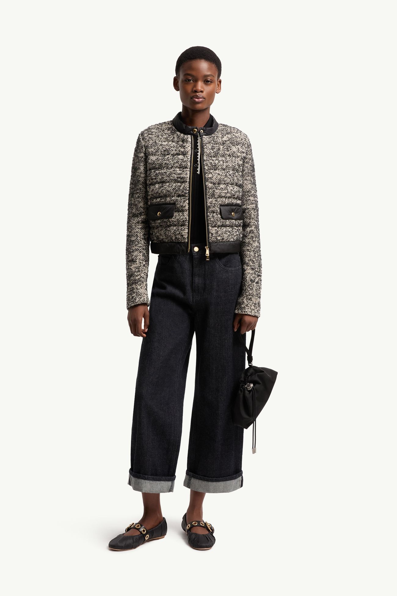 女士羊毛和羊驼毛混纺加衬拉链开衫 女士 黑色 Moncler 0