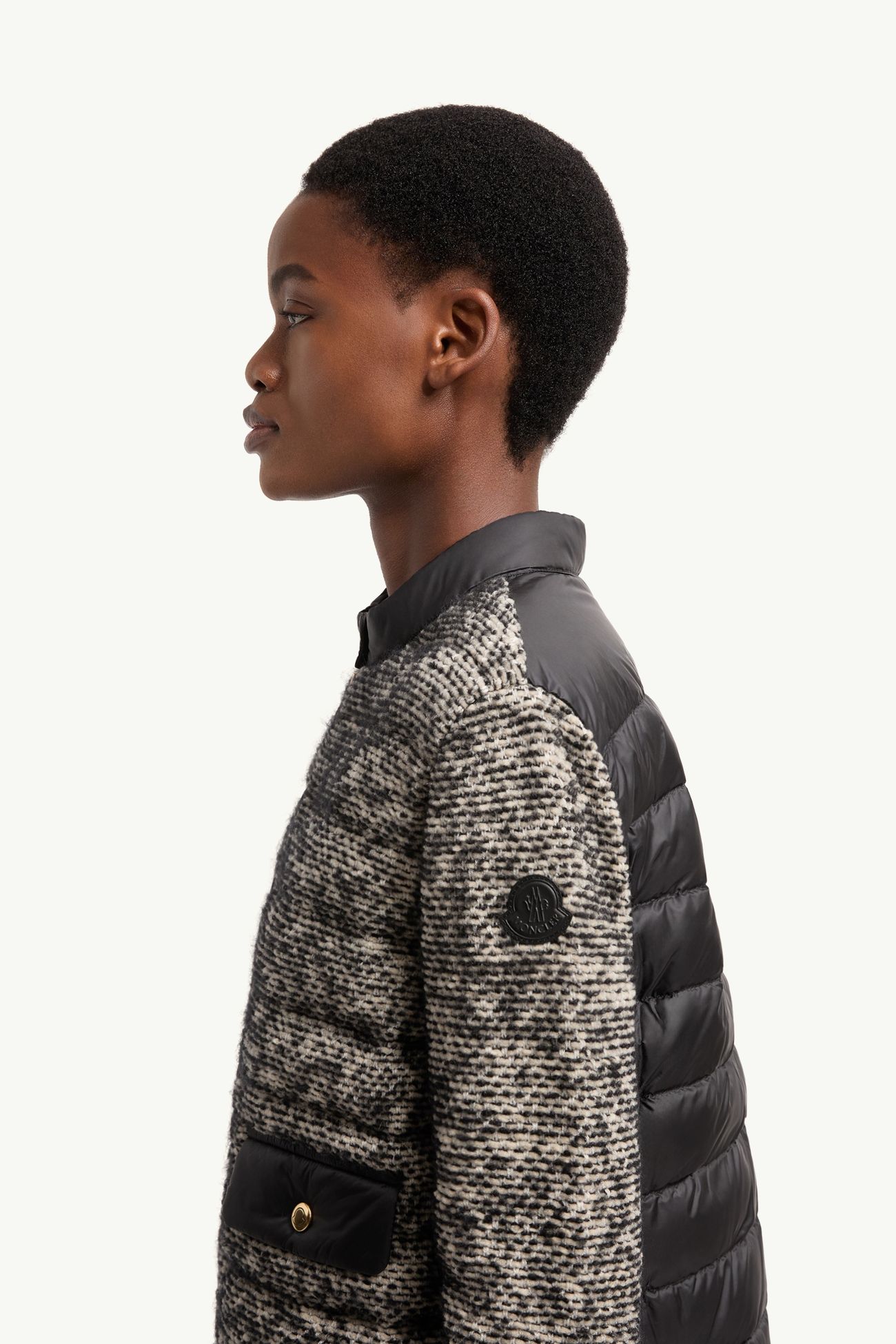 Wool & Alpaca Blend Padded Zip-Up Cardigan Women Black Moncler 1