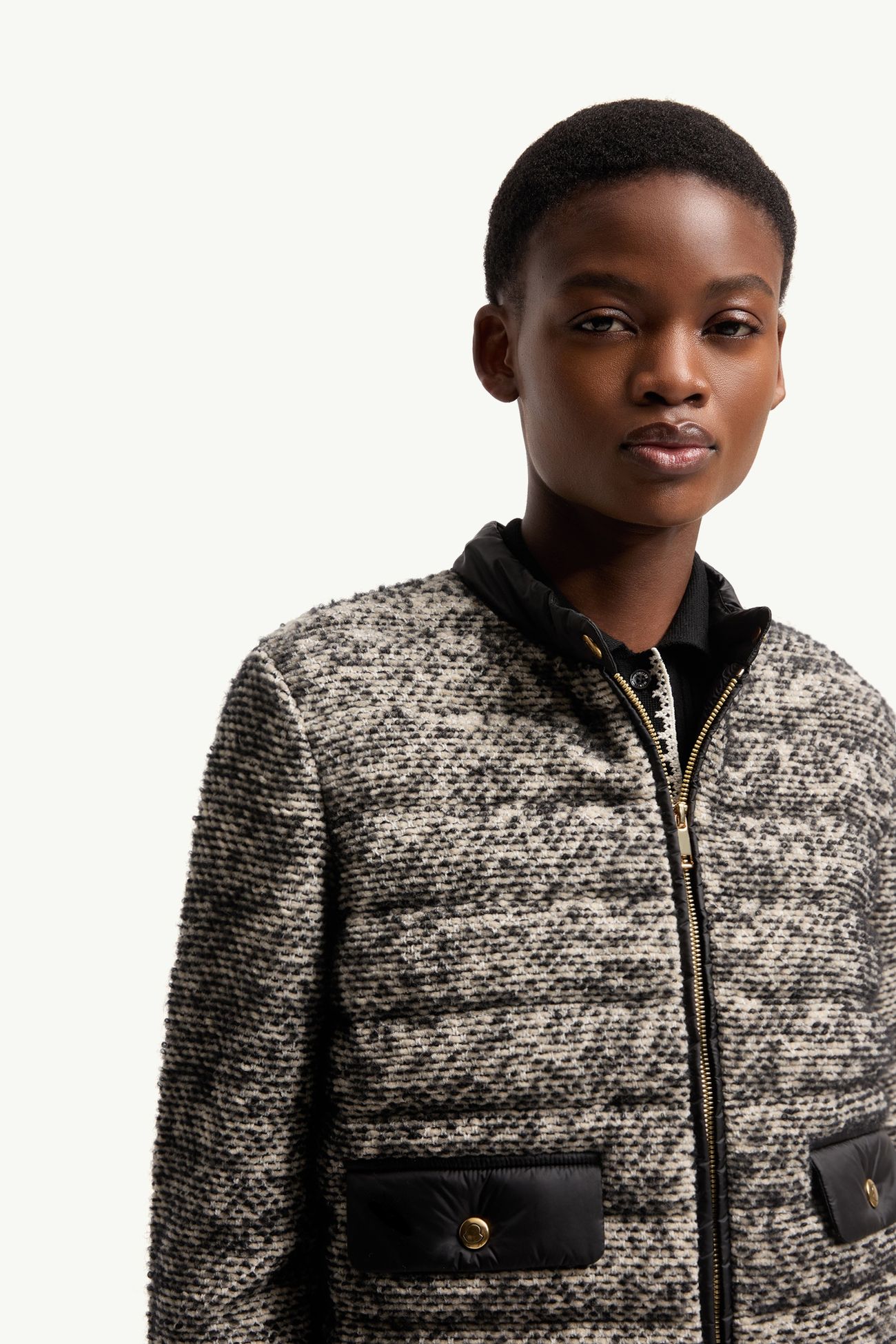 Wattierte Strickjacke aus Woll- und Alpakamischung mit Reißverschluss Damen Schwarz Moncler 5