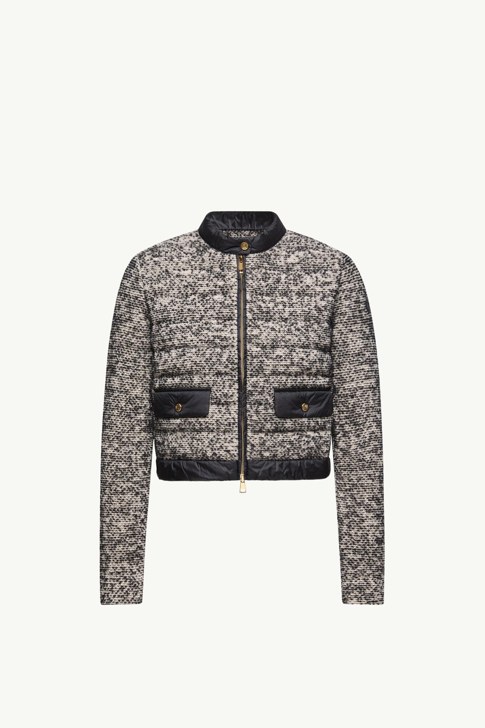 Wattierte Strickjacke aus Woll- und Alpakamischung mit Reißverschluss Damen Schwarz Moncler, 1 of 0