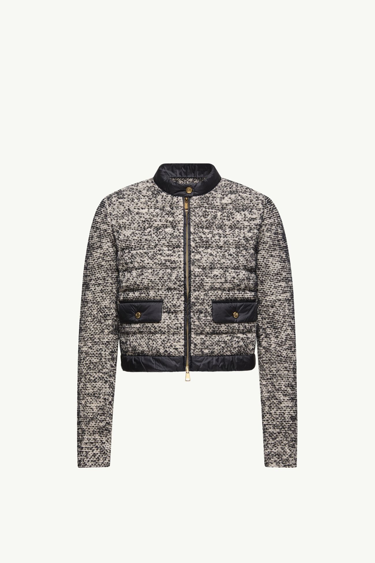 Cardigan imbottito con zip in misto lana e alpaca Donna Nero Moncler 2