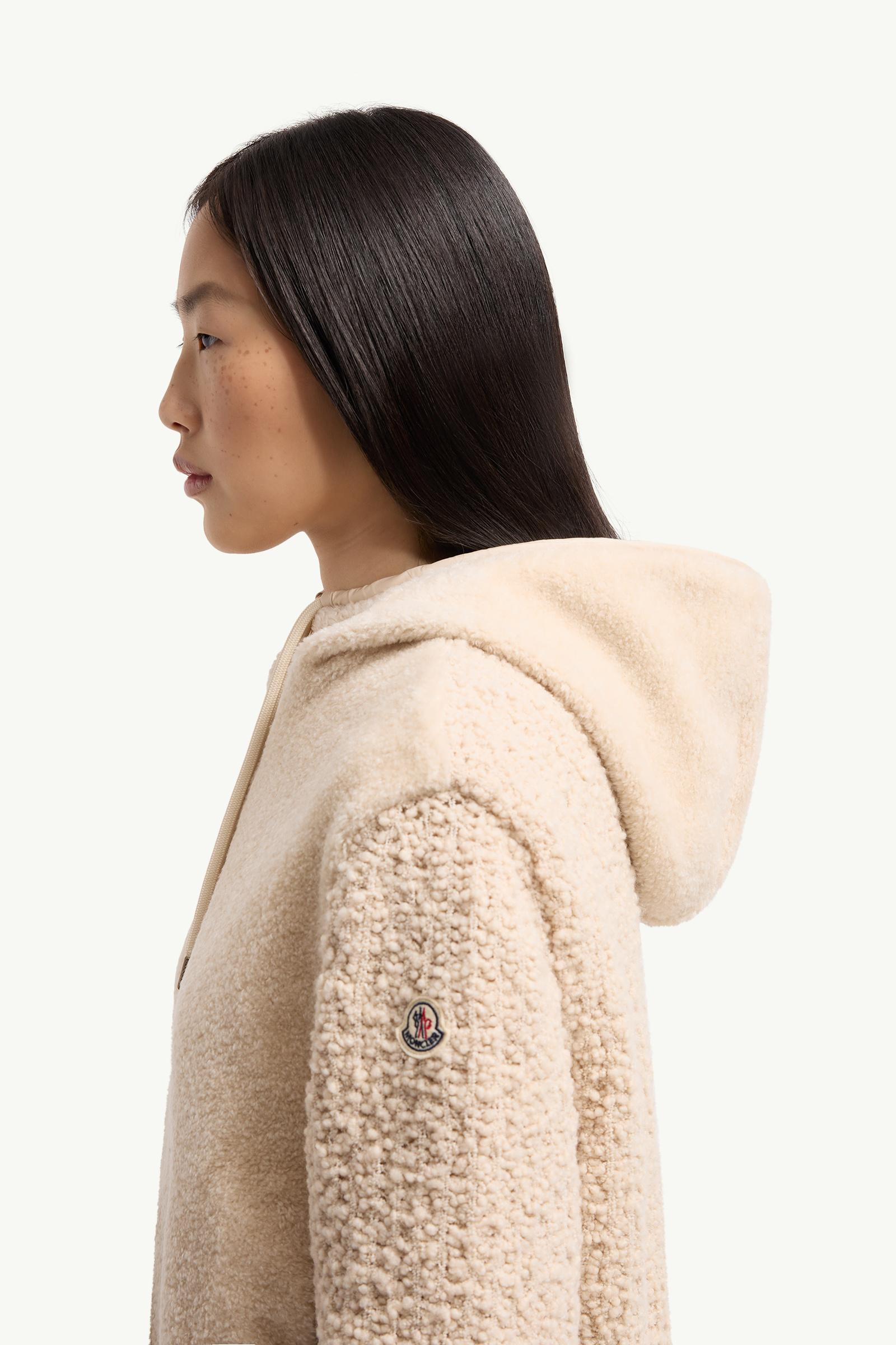 White Ivory Bouclé & Teddy Zip-Up Hoodie - Sweaters & Cardigans
