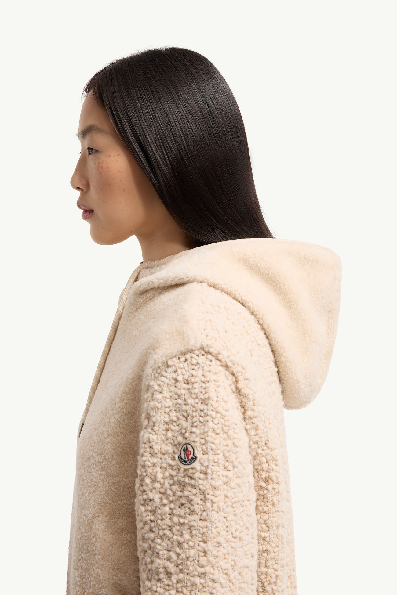 Cardigan zippé en bouclé et teddy Femmes Blanc Ivoire Moncler 1