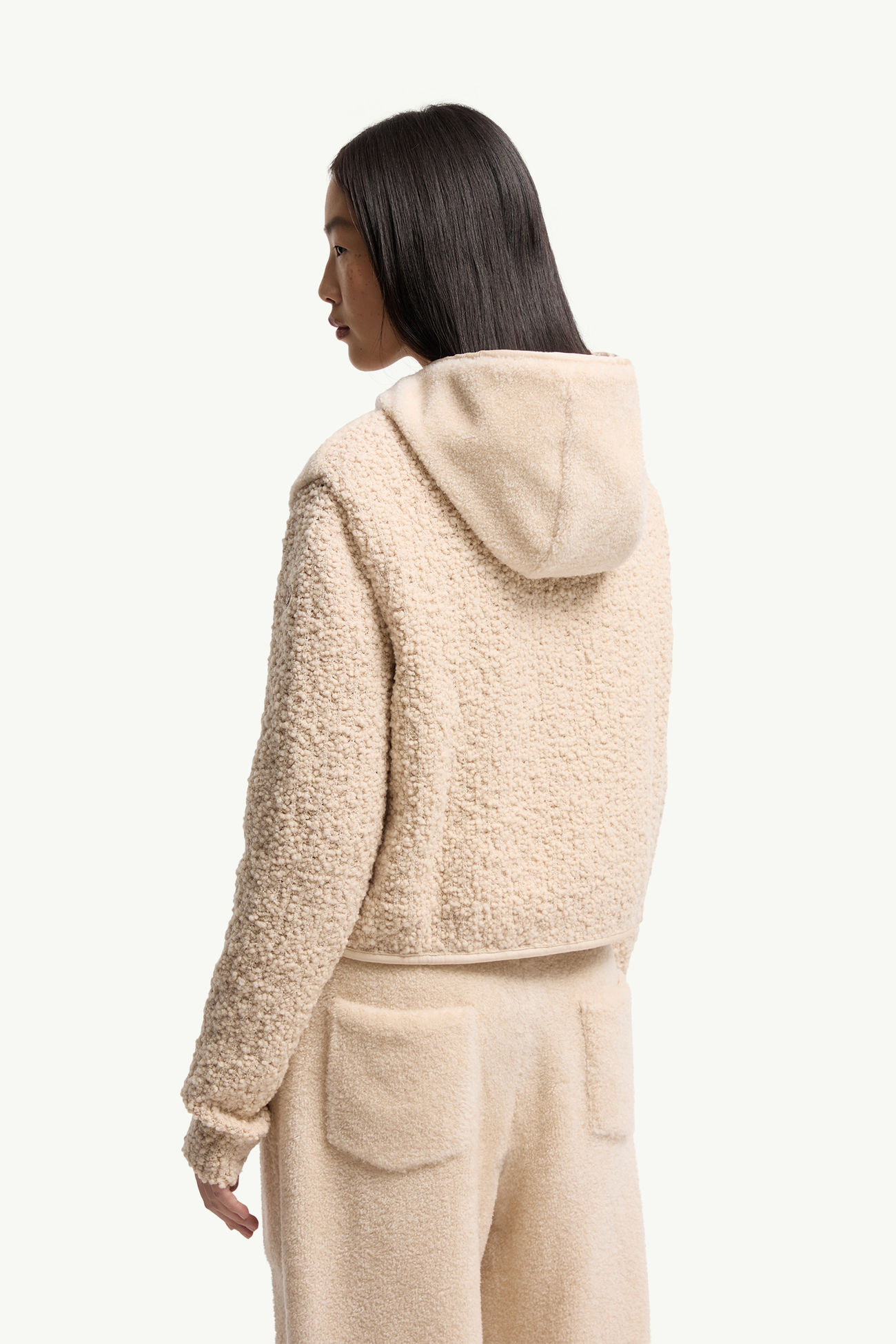Cardigan zippé en bouclé et teddy Femmes Blanc Ivoire Moncler 4
