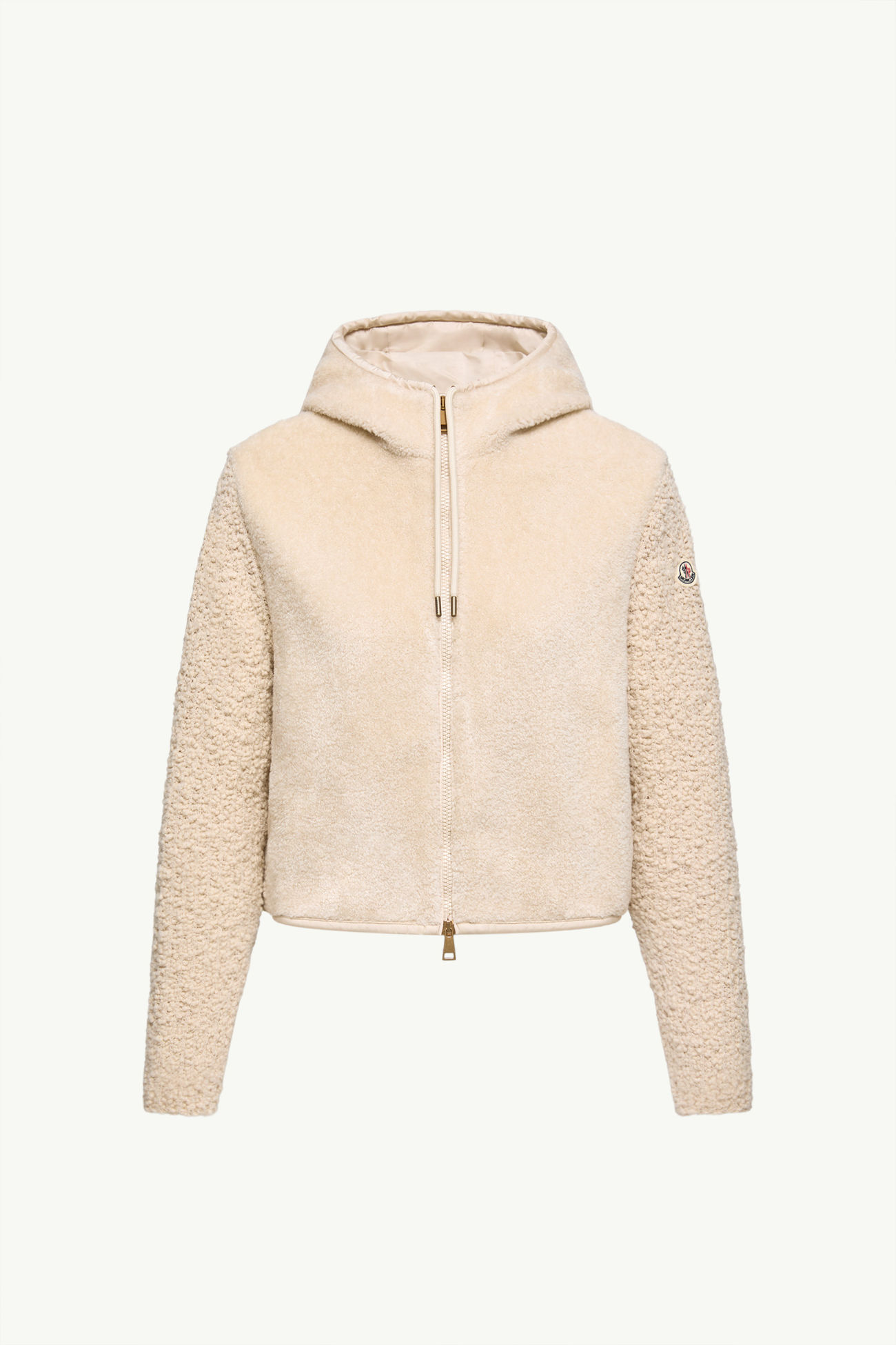 Cardigan zippé en bouclé et teddy Femmes Blanc Ivoire Moncler 2