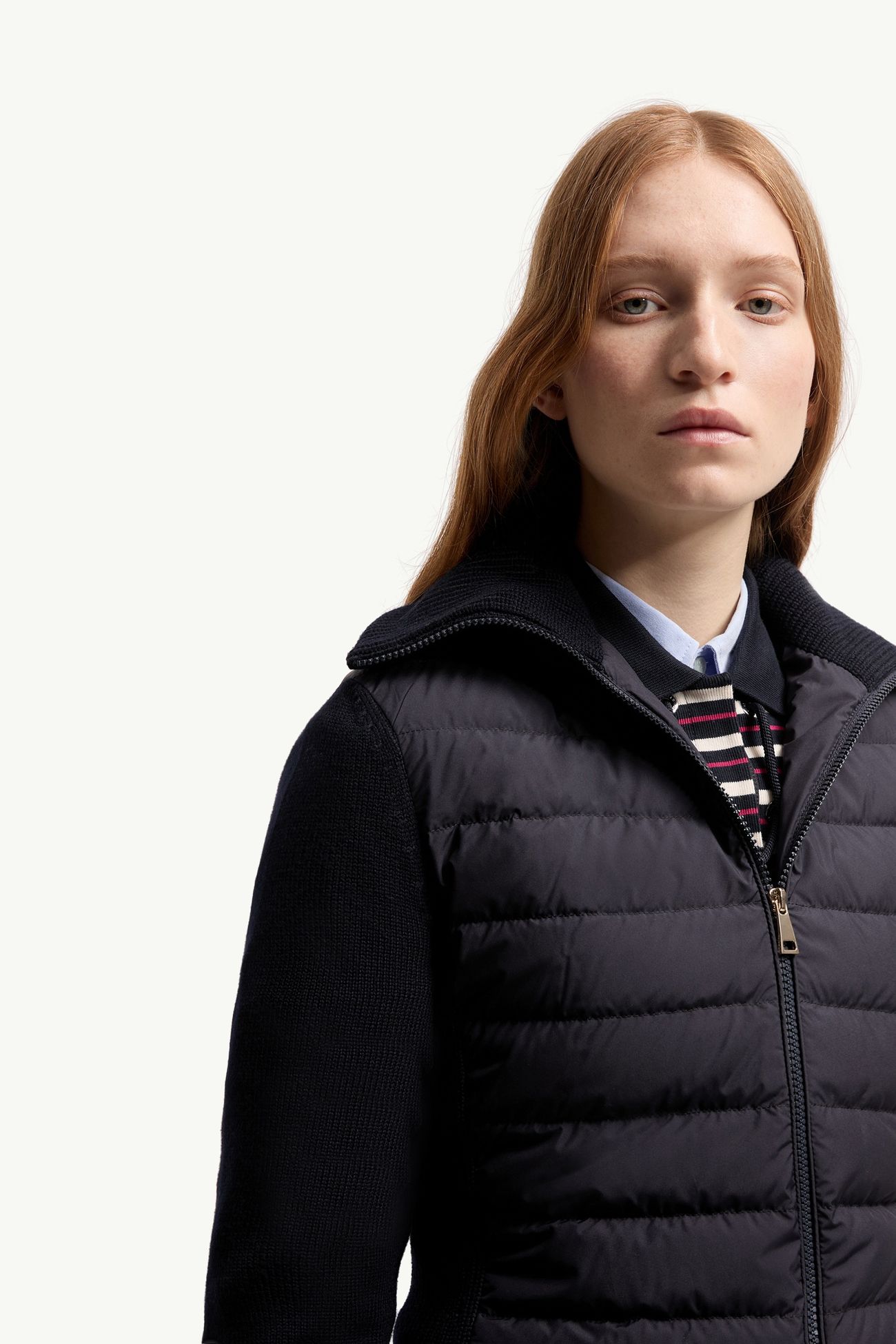 Cardigan imbottito in lana con zip Donna Blu Navy Moncler 5