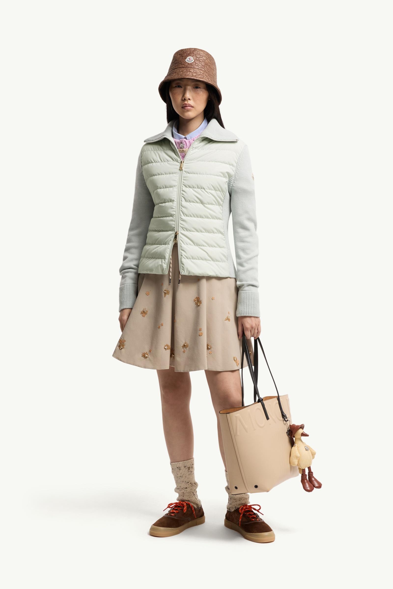 Light Green Padded Wool Zip-Up Cardigan - Sweaters & Cardigans for