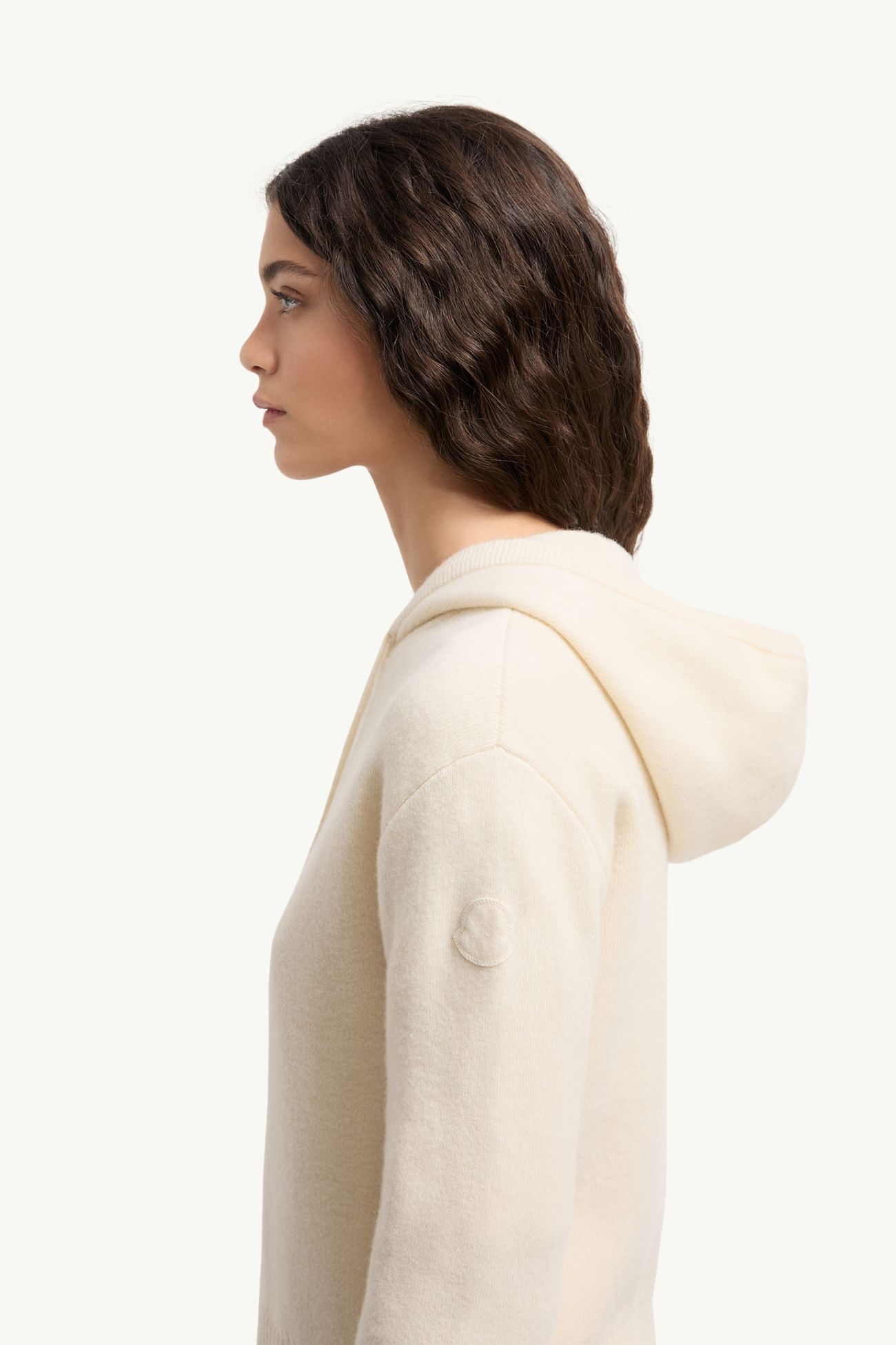 Cardigan con zip in cashmere e lana Donna Bianco Avorio Moncler 1