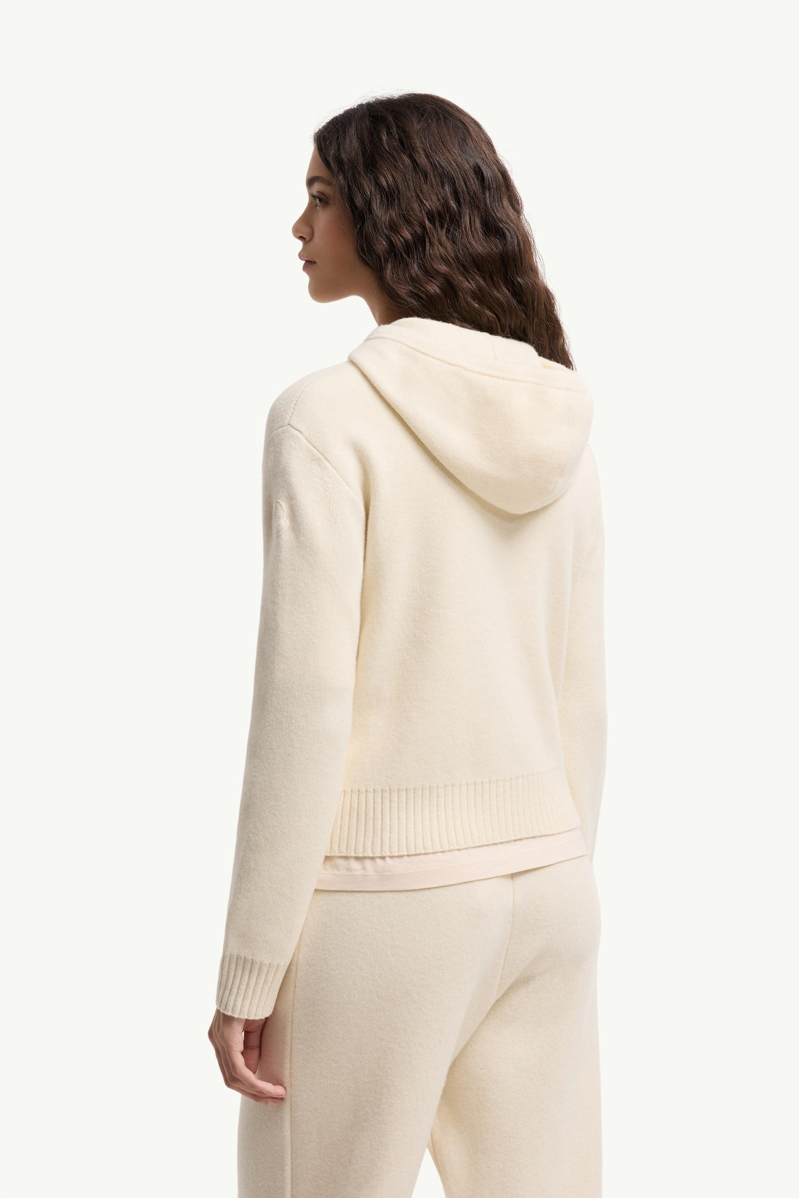 White Ivory Cashmere & Wool Zip-Up Hoodie - Sweaters & Cardigans