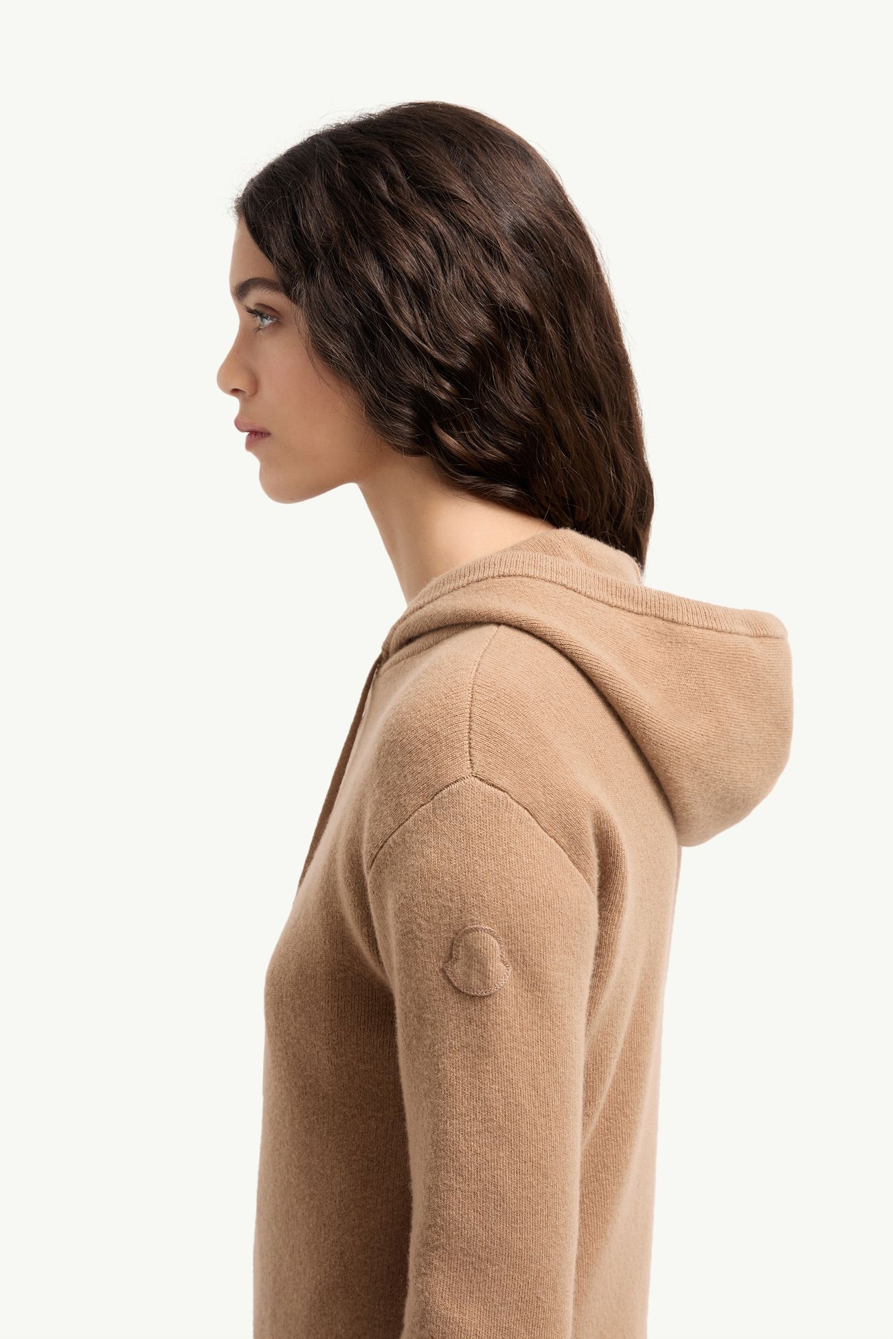 Cardigan con zip in cashmere e lana Donna Beige Cammello Moncler 1