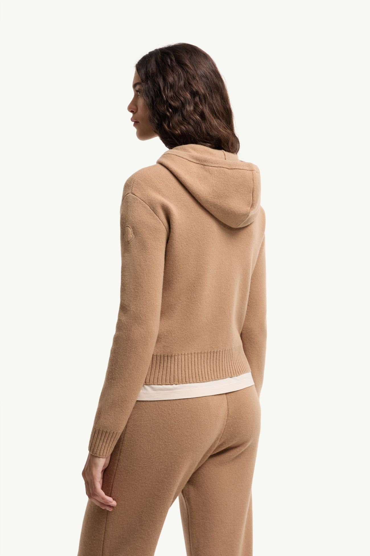 Cardigan zippé en cachemire et laine Femmes Beige Chameau Moncler 4