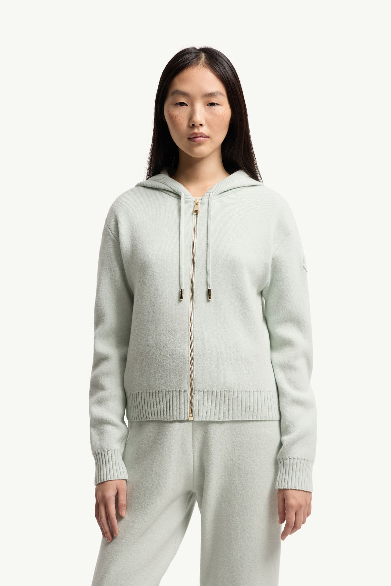 Cardigan con zip in cashmere e lana Donna Verde Chiaro Moncler 3